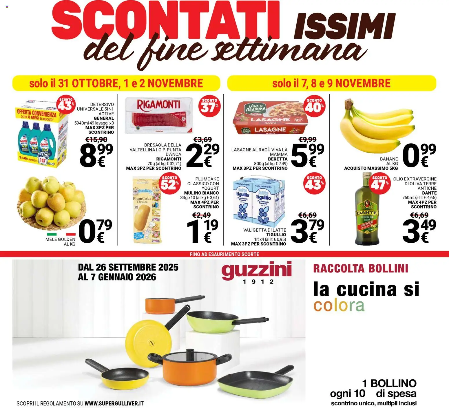Volantino Gulliver del 31.10.2025 | Pagina: 41 | Prodotti: Mele, Latte, Ragú, Valigetta