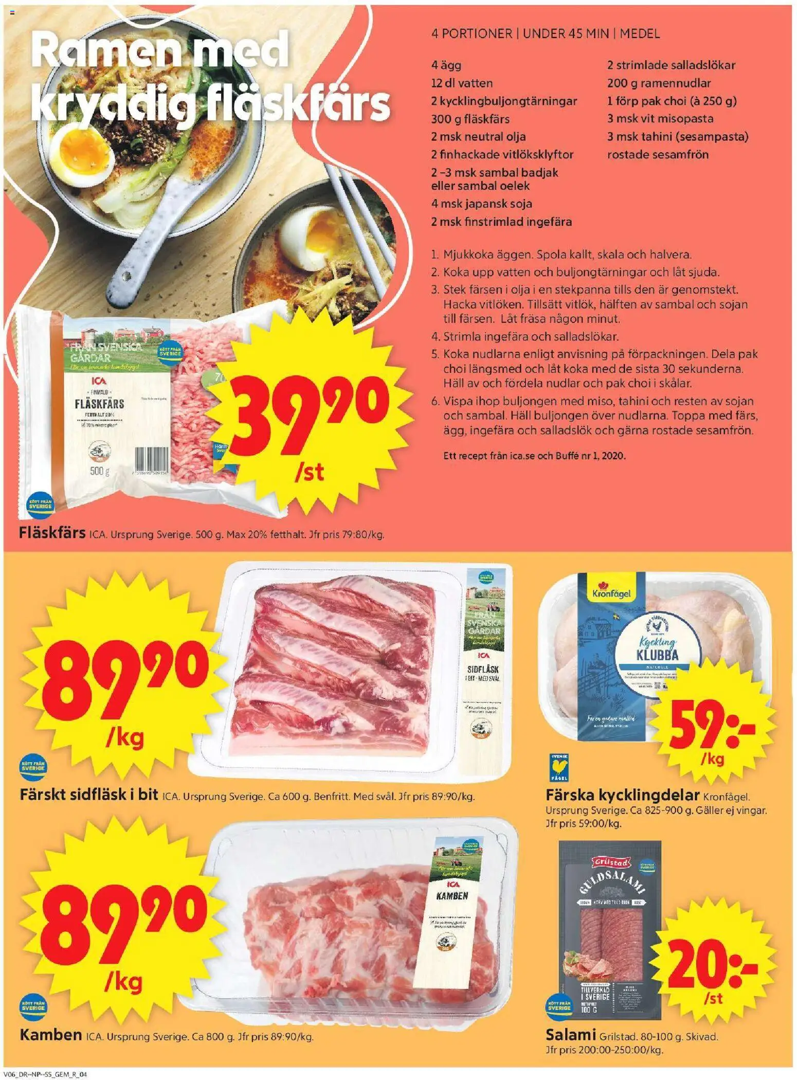 ICA Supermarket reklamblad aktuell från 02.02.2026 | Sida: 6 | Produkter: Galler, Salami, Salladslök, Häll
