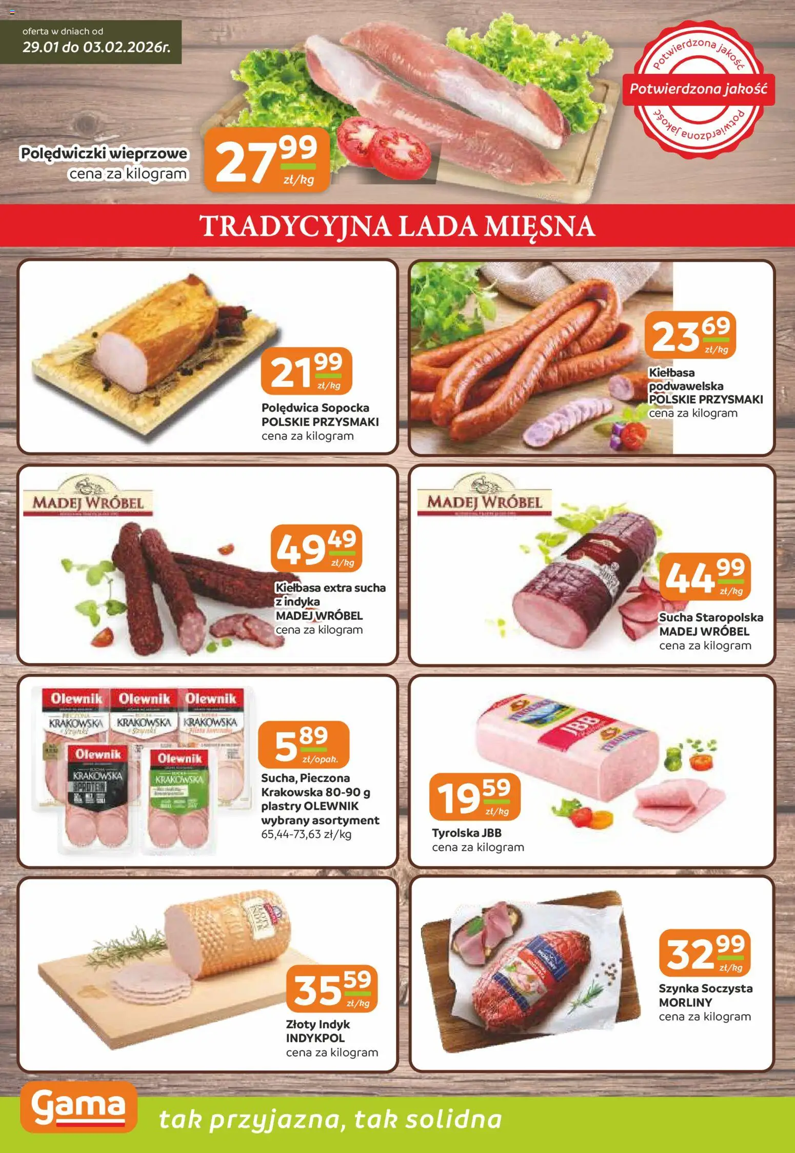Gama Gazetka od 29.01.2026 | Strona: 2 | Produkty: Kiełbasa, Szynka, Polędwiczki wieprzowe, Kiełbasa podwawelska