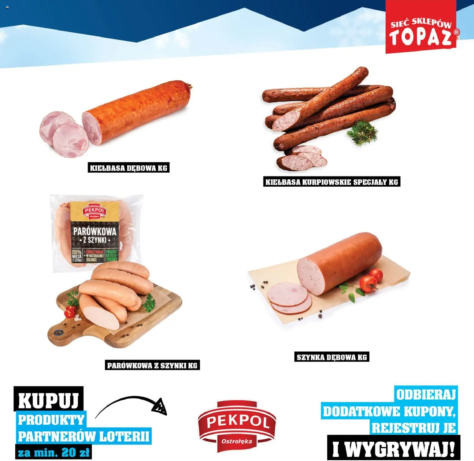 Topaz Gazetka - Katalog Produktów Objętych Loterią od 01.12.2025 | Strona: 5 | Produkty: Kiełbasa, Szynka