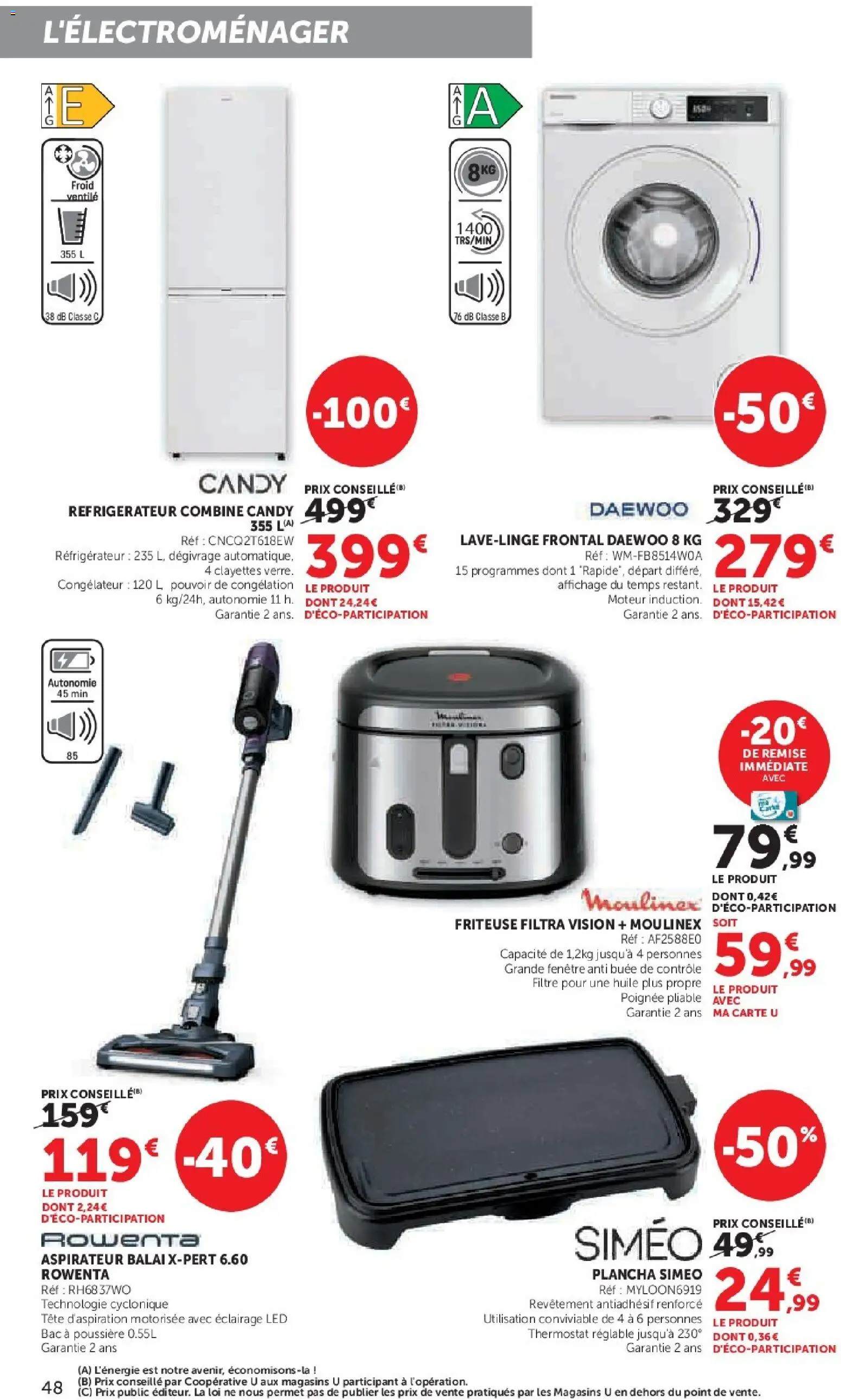 {H1} | Page: 48 | Produits: Plancha, Réfrigérateur, Aspirateur, Huile