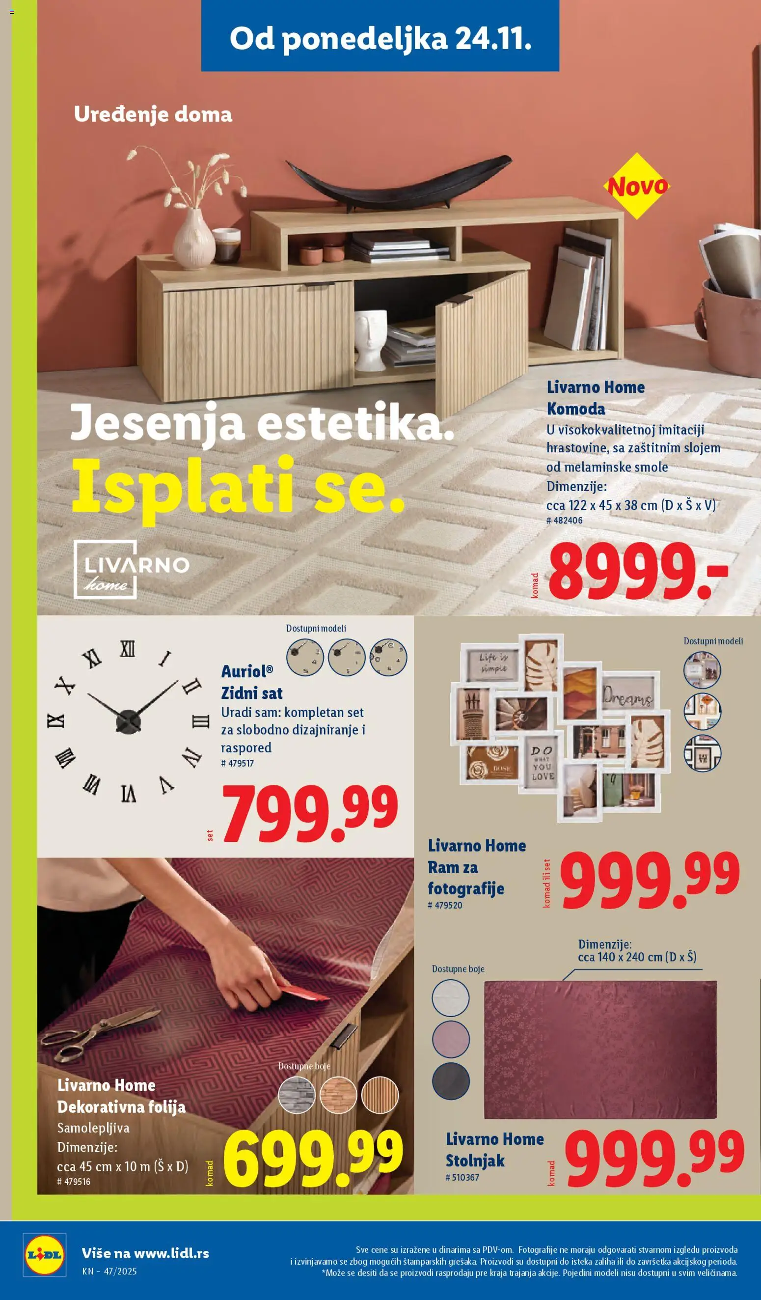 Lidl katalog - važi od 20.11.2025 | Strana: 72 | Proizvode: Komoda, Stolnjak, Zidni sat