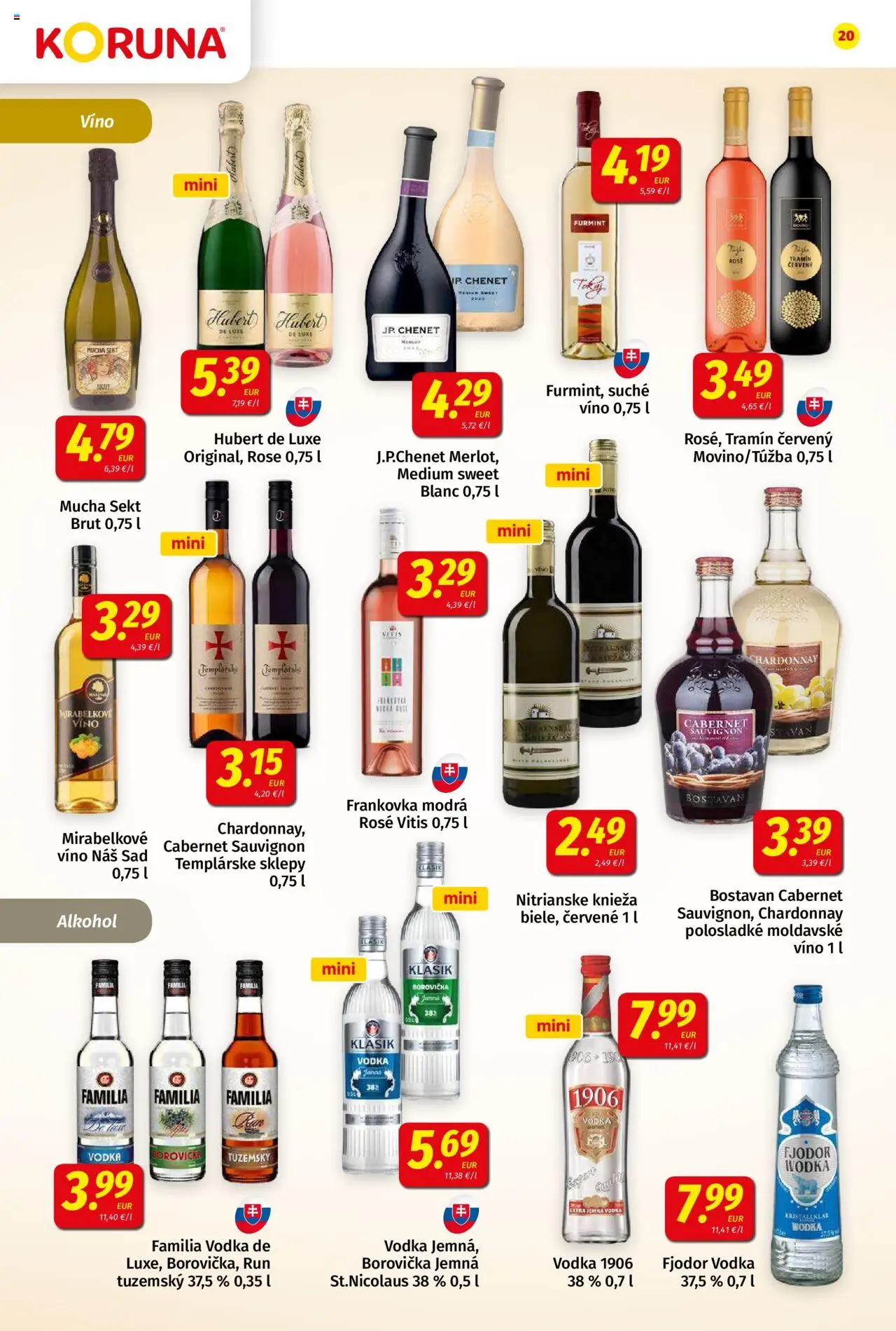 Koruna leták │ platný od 20.06.2025 | Strana: 20 | Produkty: Borovička, Vodka, Alkohol, Hubert de Luxe