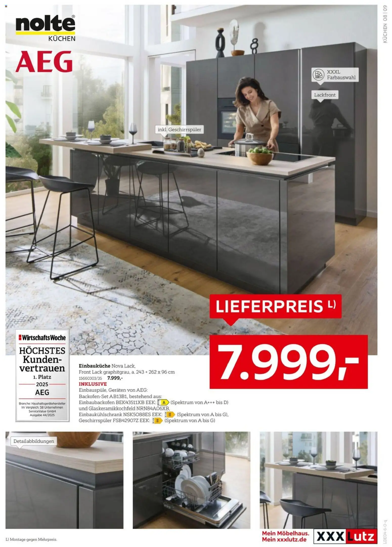 XXXLutz AEG zum Bestpreis – gültig ab 18.04.2025 | Seite: 9 | Produkte: AEG, Geschirrspüler, Einbauküche, Kuchen