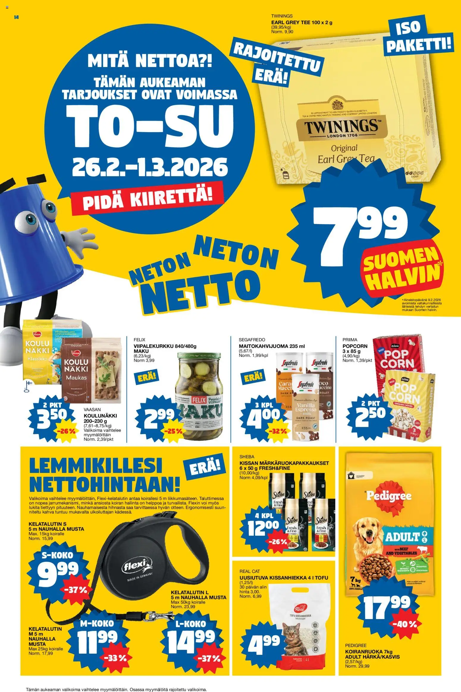Tokmanni tarjoukset – voimassa 23.02.2026 alkaen | Sivu: 14 | Tuotteet: Kissanhiekka, Koiranruoka, Voi, Tee