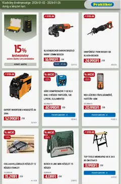 Praktiker Akciós újság - amely érvényes a következő dátumtól: 02.01.2026 | Oldal: 23 | Termékek: Munkapad, Kompresszor, Sarokcsiszoló