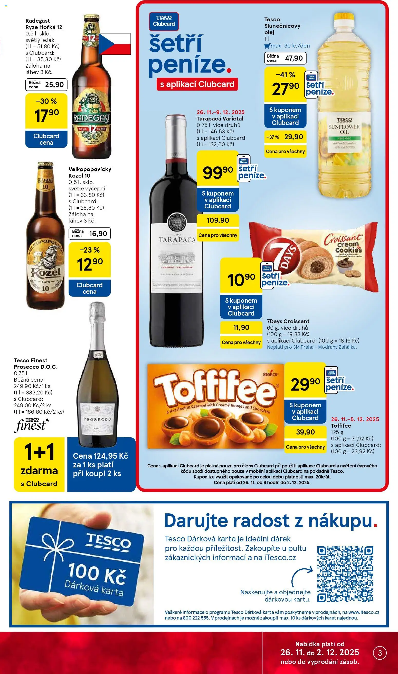 Tesco Black Friday od 26.11.2025 | Strana: 3 | Produkty: Olej, Toffifee, Kozel 10, Croissant