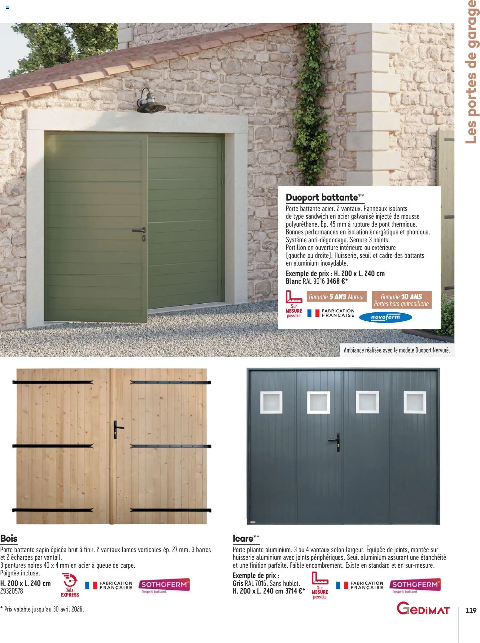 {H1} | Page: 119 | Produits: Sandwich, Mousse, Porte, Cadre