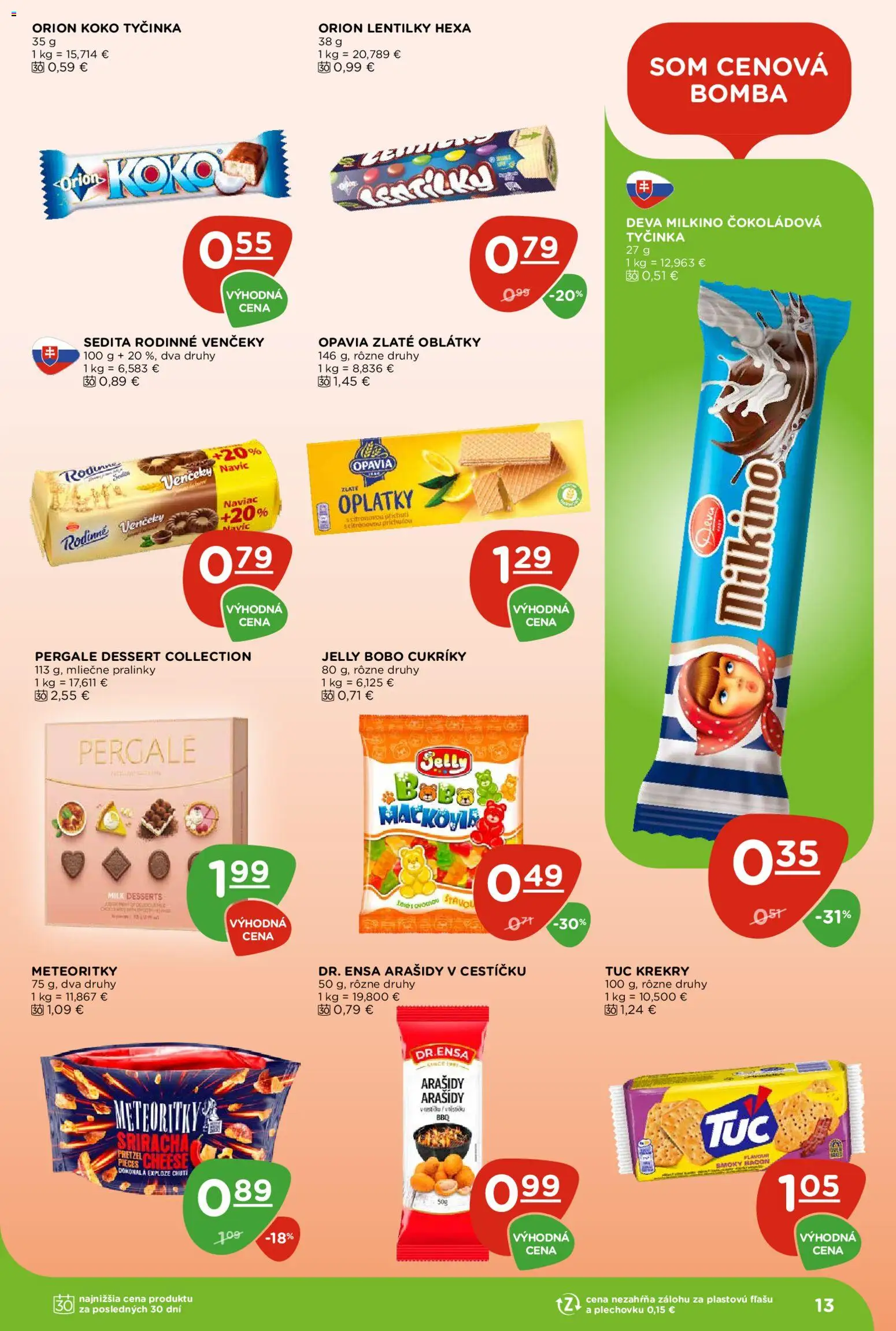 Nové Terno akcie – leták je platný od 23.04.2026 | Strana: 13 | Produkty: Cukríky, Arašidy