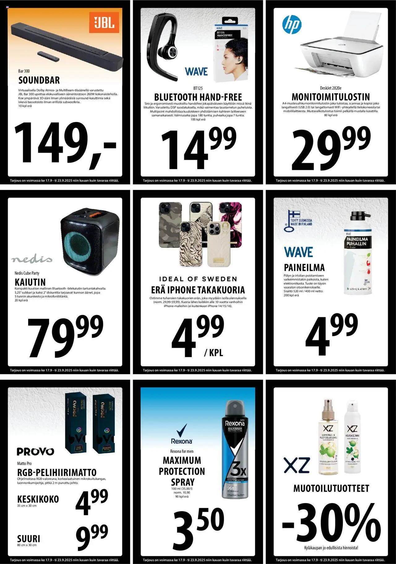 Tuuri tarjoukset – voimassa 17.09.2025 alkaen | Sivu: 12 | Tuotteet: Kaiutin, Monitoimitulostin, Soundbar, Handsfree
