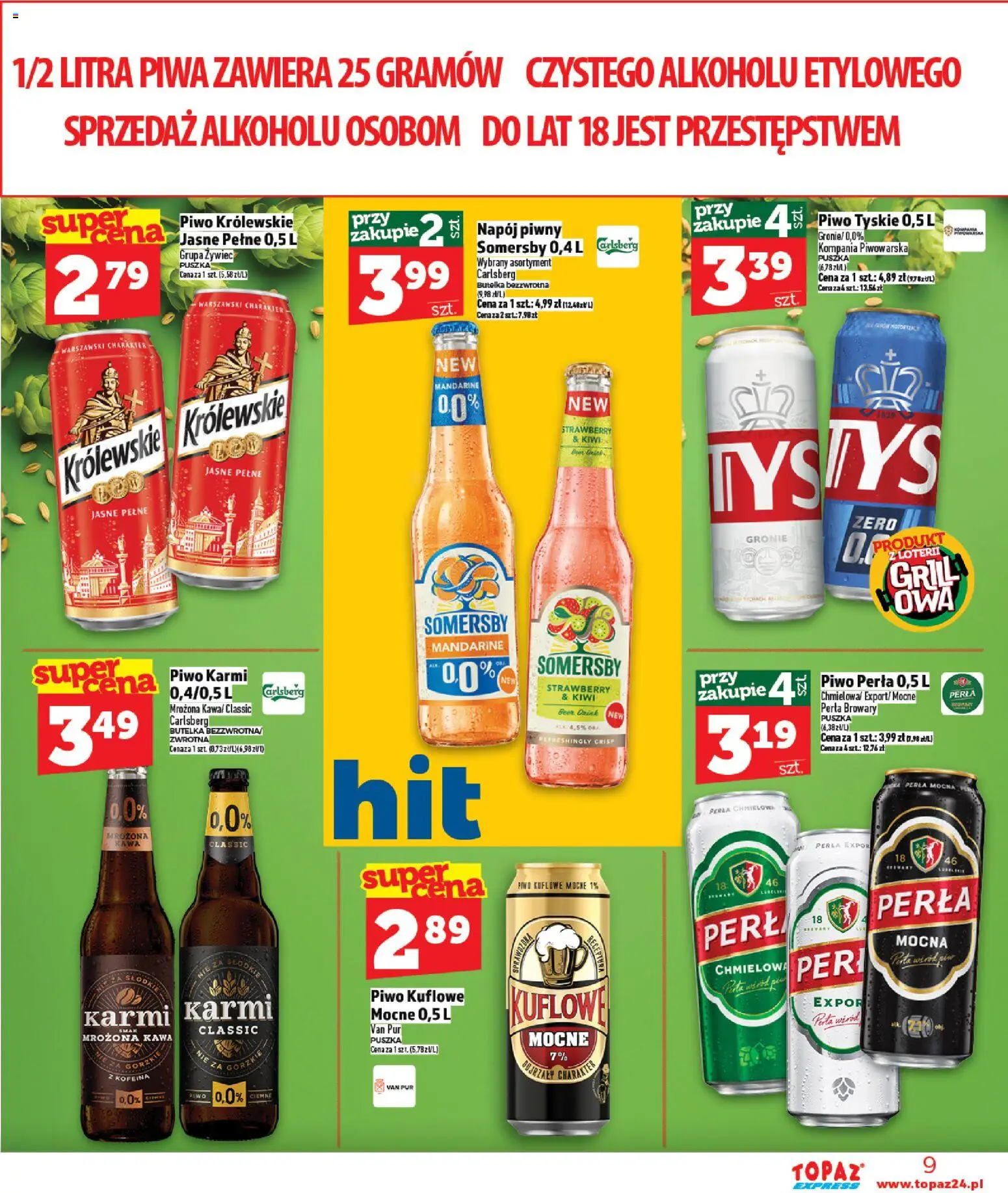 Topaz gazetka - Express od 30.04.2026 | Strona: 9 | Produkty: Tyskie, Kawa, Piwo, Kiwi