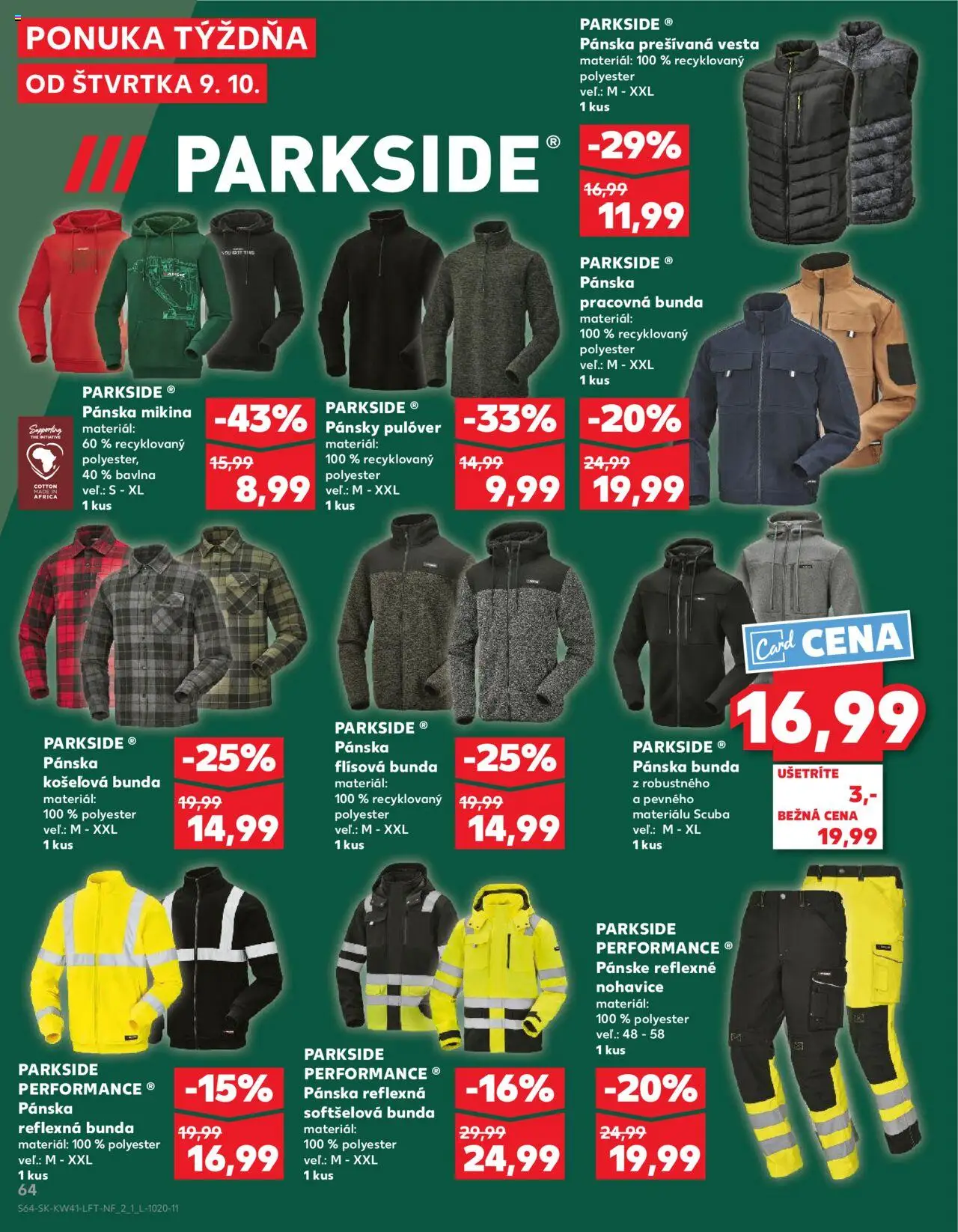 Nové Kaufland akcie – leták je platný od 09.10.2025 | Strana: 64 | Produkty: Parkside, Vesta, Bunda