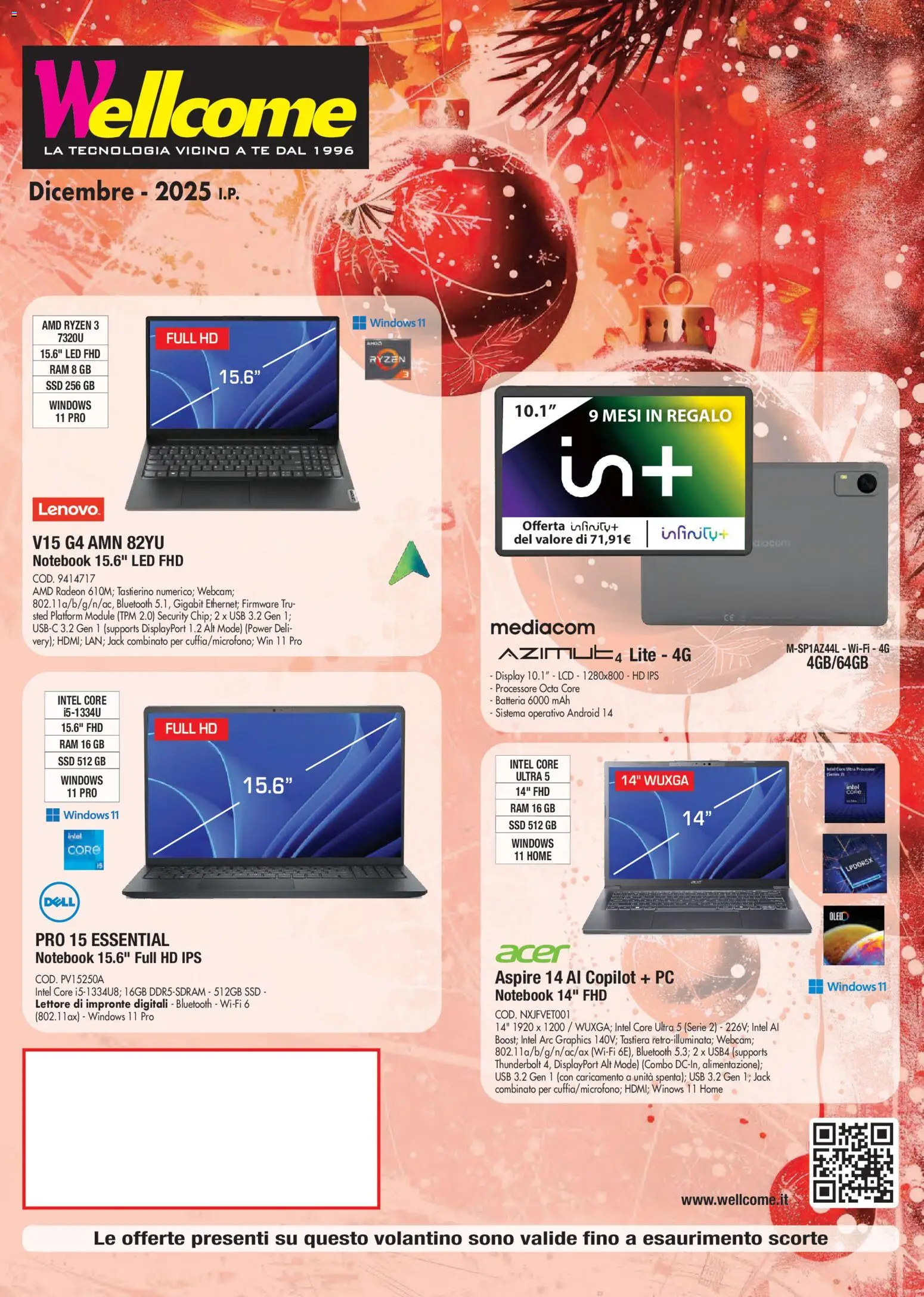 Volantino Wellcome del 23.12.2025 | Pagina: 1 | Prodotti: Tè, PC, USB, Batteria