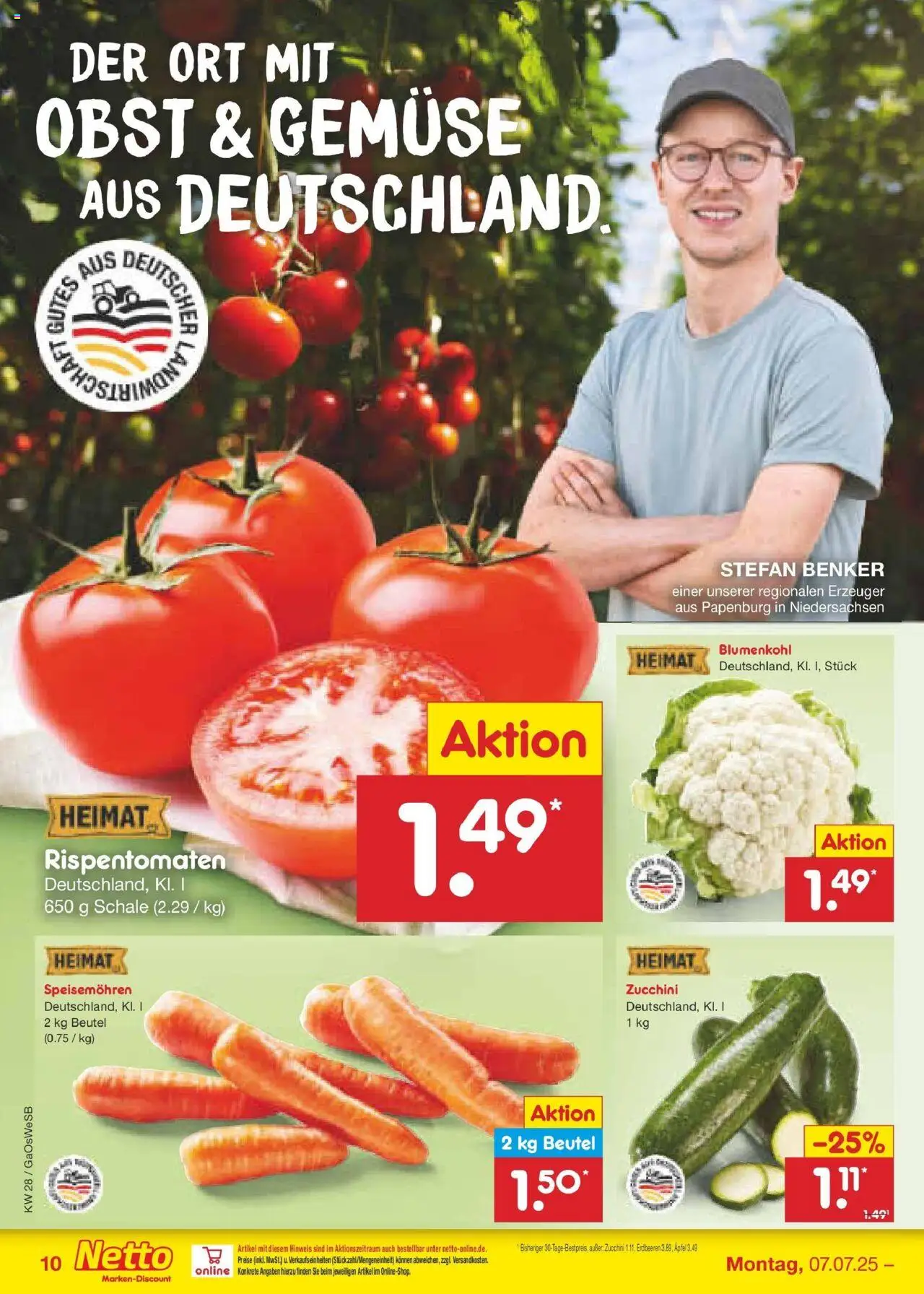 Netto Marken-Discount prospekt Bremen-Lesum	 - gültig ab dem 07.07.2025 | Seite: 12 | Produkte: Äpfel, Gemüse, Obst, Zucchini