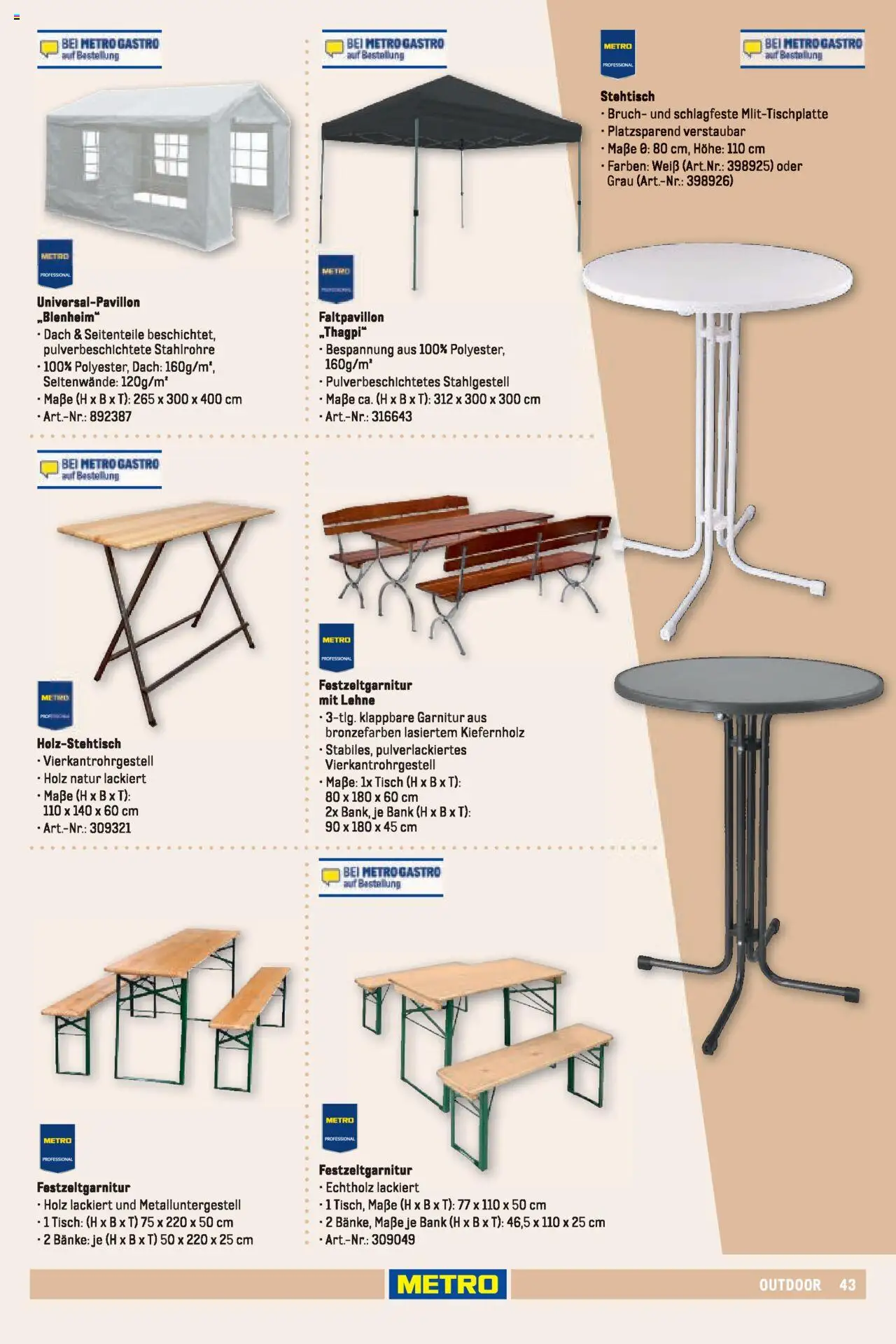 Metro Sortimentskatalog Vereine & Feste – gültig ab 01.06.2024 | Seite: 43 | Produkte: Tisch