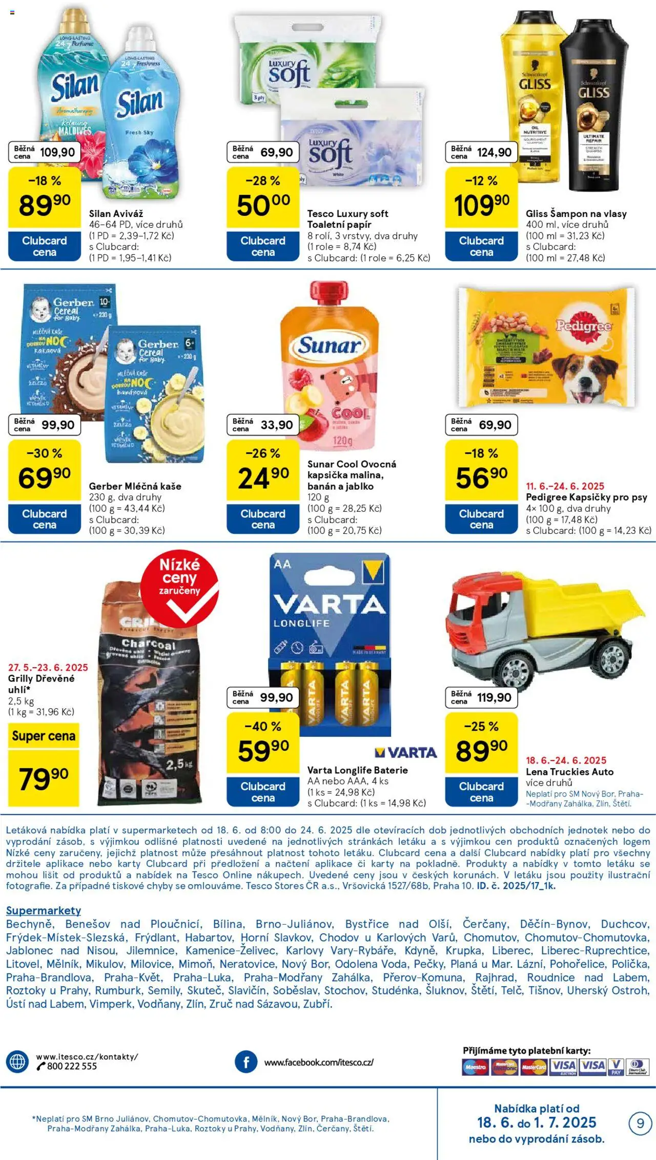 Tesco leták - Supermarket od 18.06.2025 | Strana: 9 | Produkty: Mléčná kaše, Pedigree, Baterie, Šampon