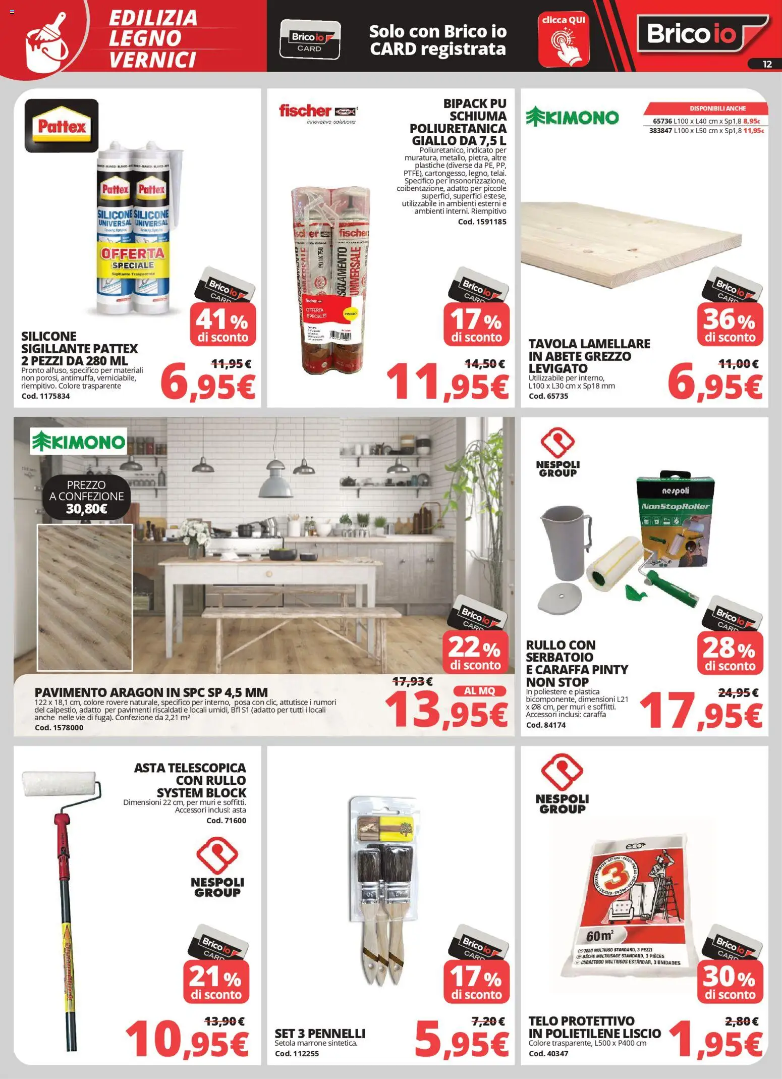 Volantino Brico io del 05.03.2026 | Pagina: 12 | Prodotti: Rullo, Caraffa, Pavimento, Silicone