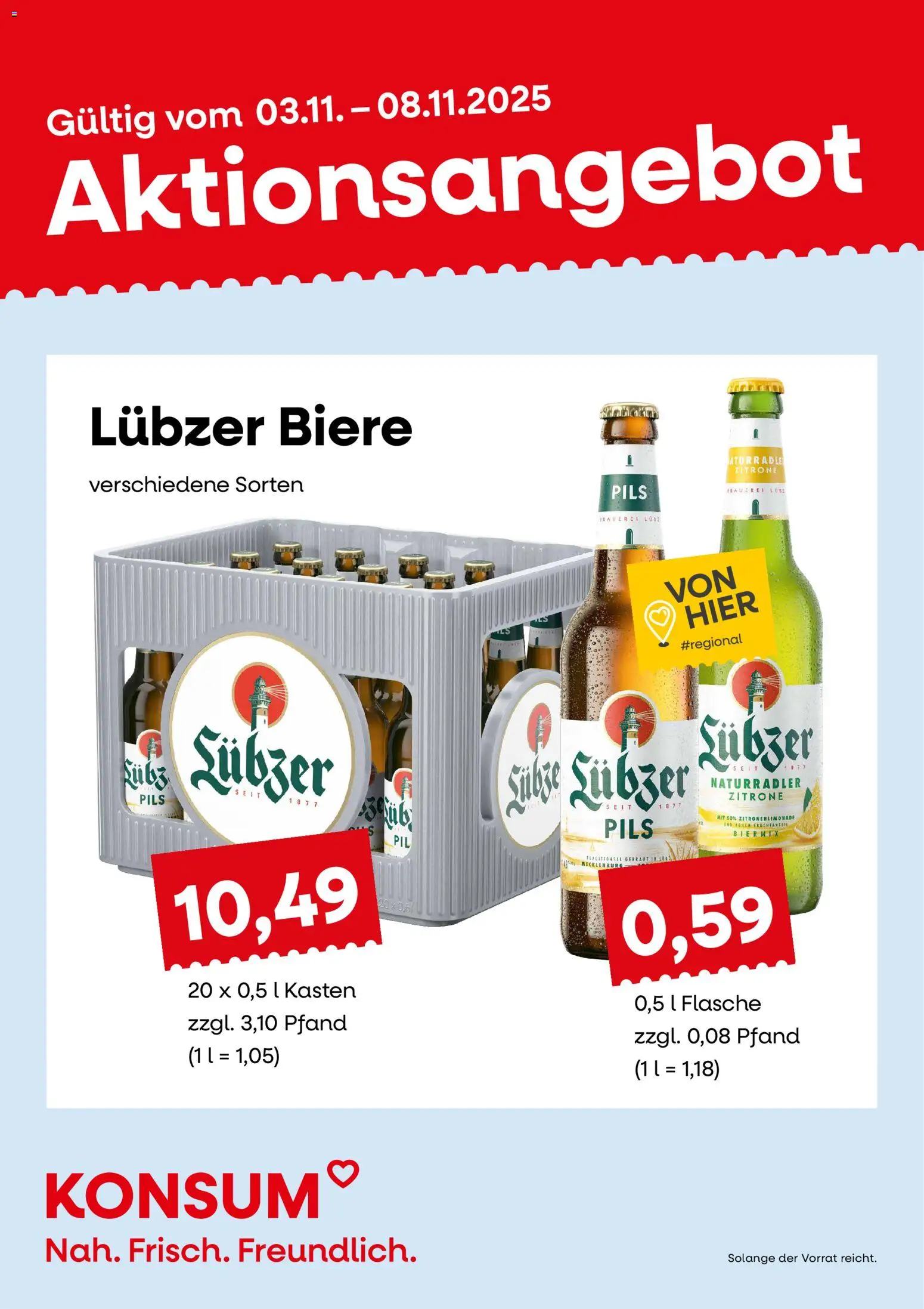 KONSUM Leipzig Prospekt – gültig ab 03.11.2025 | Seite: 1 | Produkte: Pils, Zitrone, Lubzer