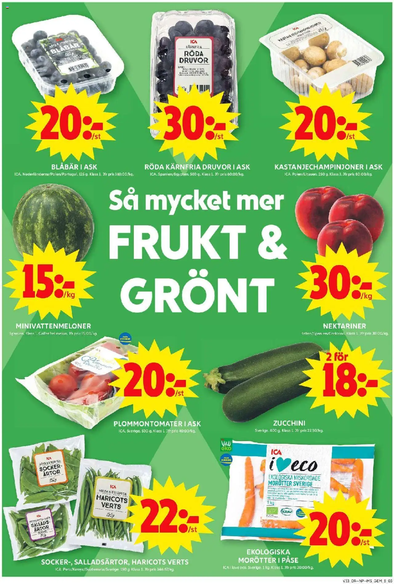 ICA Maxi reklamblad aktuell från 11.08.2025 | Sida: 5 | Produkter: Gem, Blåbär, Ärtor, Zucchini