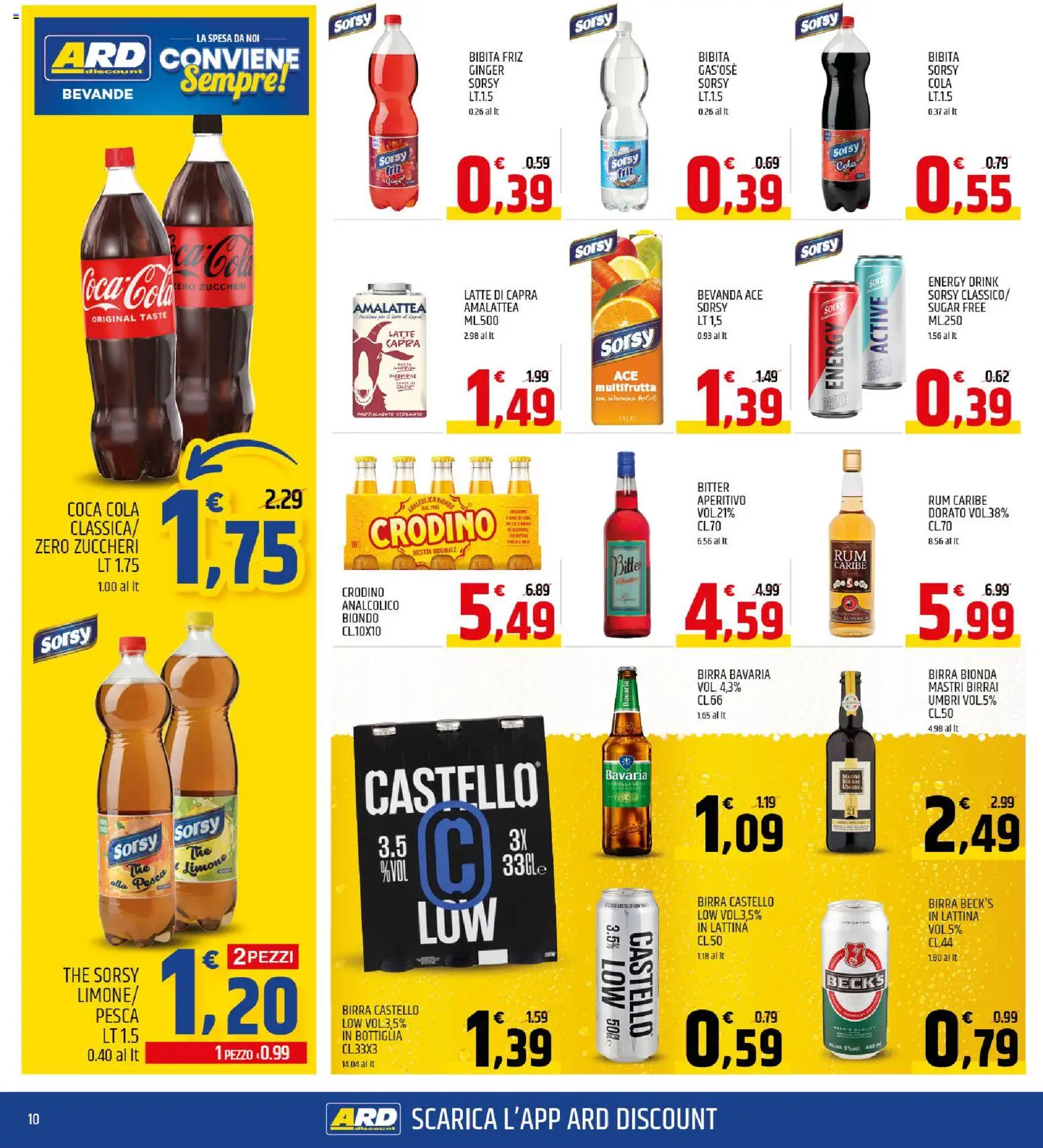 Volantino ARD Discount del 24.11.2025 | Pagina: 10 | Prodotti: Birra, Limone, The, Coca Cola