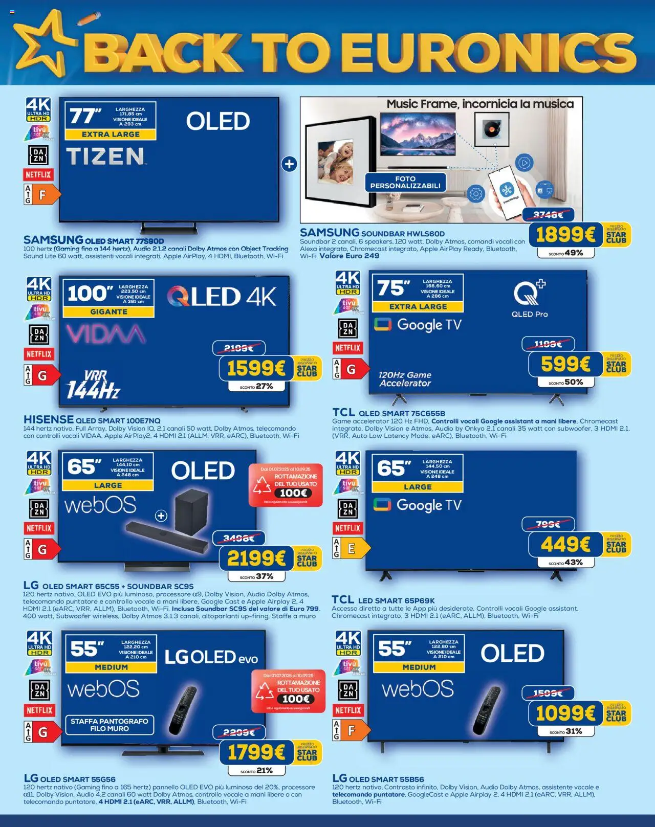 Volantino Euronics del 21.08.2025 | Pagina: 2 | Prodotti: Telecomando, Soundbar, Audio, Samsung