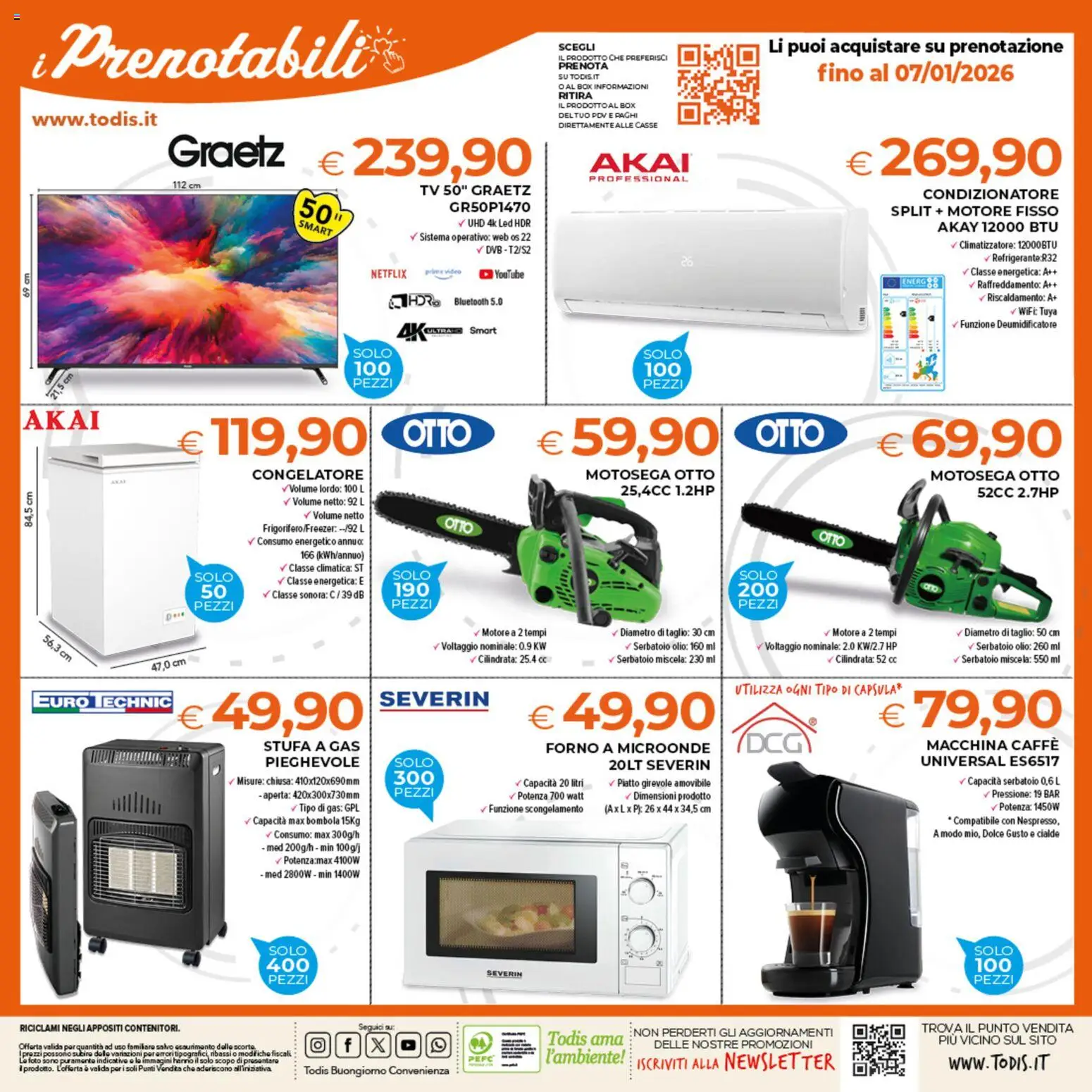 Volantino Todis del 27.12.2025 | Pagina: 20 | Prodotti: Climatizzatore, Forno a microonde, Forno, Stufa a gas