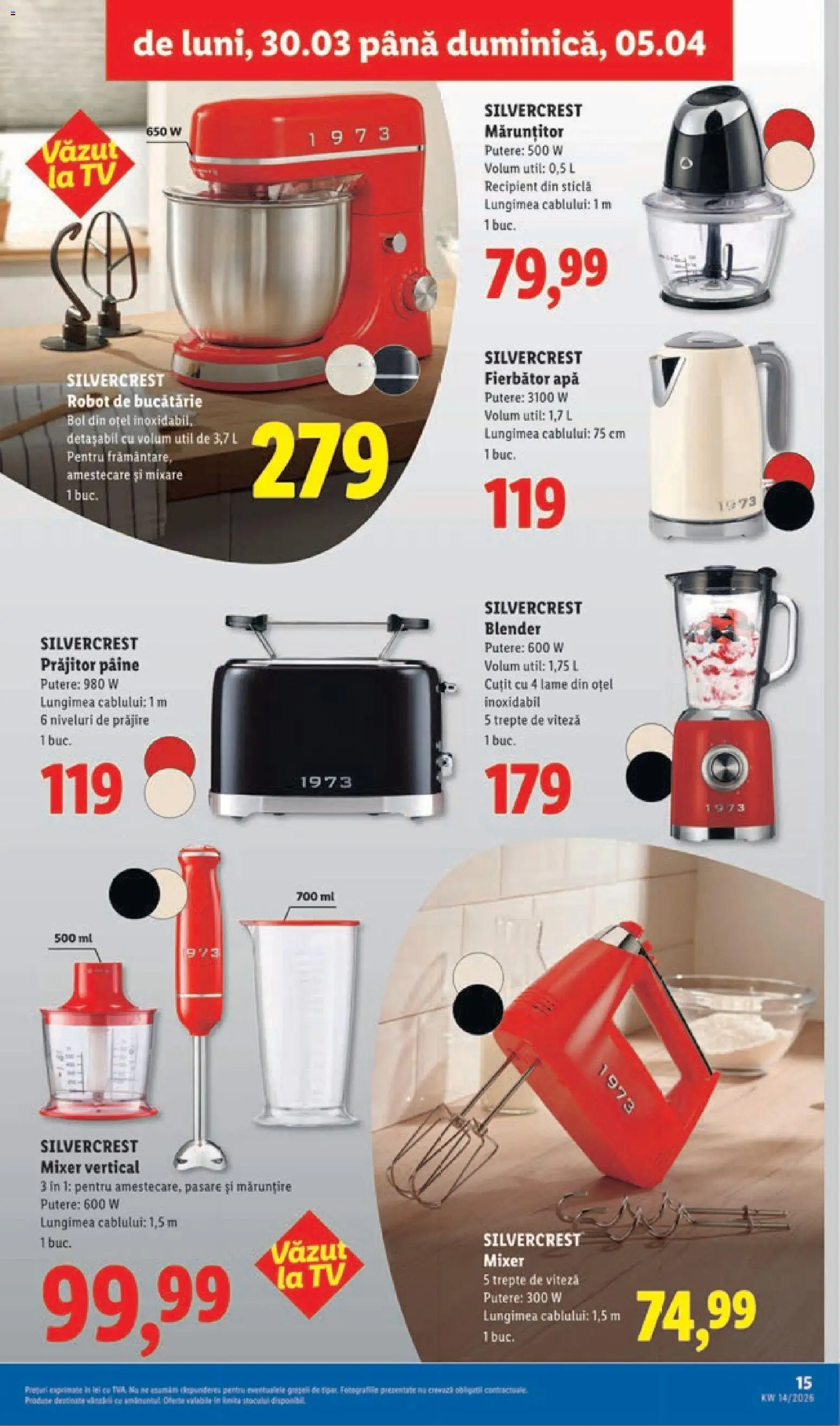 Noul catalog Lidl – valabil de la 30.03.2026 | Pagină: 15 | Produse: Robot de bucătarie, Boiler, Blender, Robot
