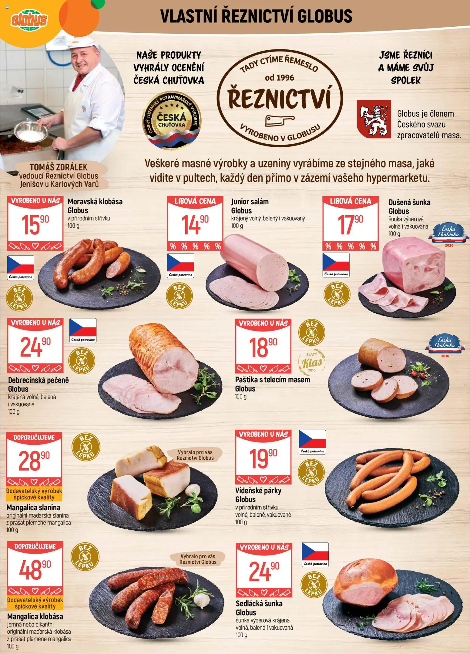 Globus leták - Karlovy Vary od 01.04.2026 | Strana: 3 | Produkty: Šunka, Klobása, Slanina, Paštika