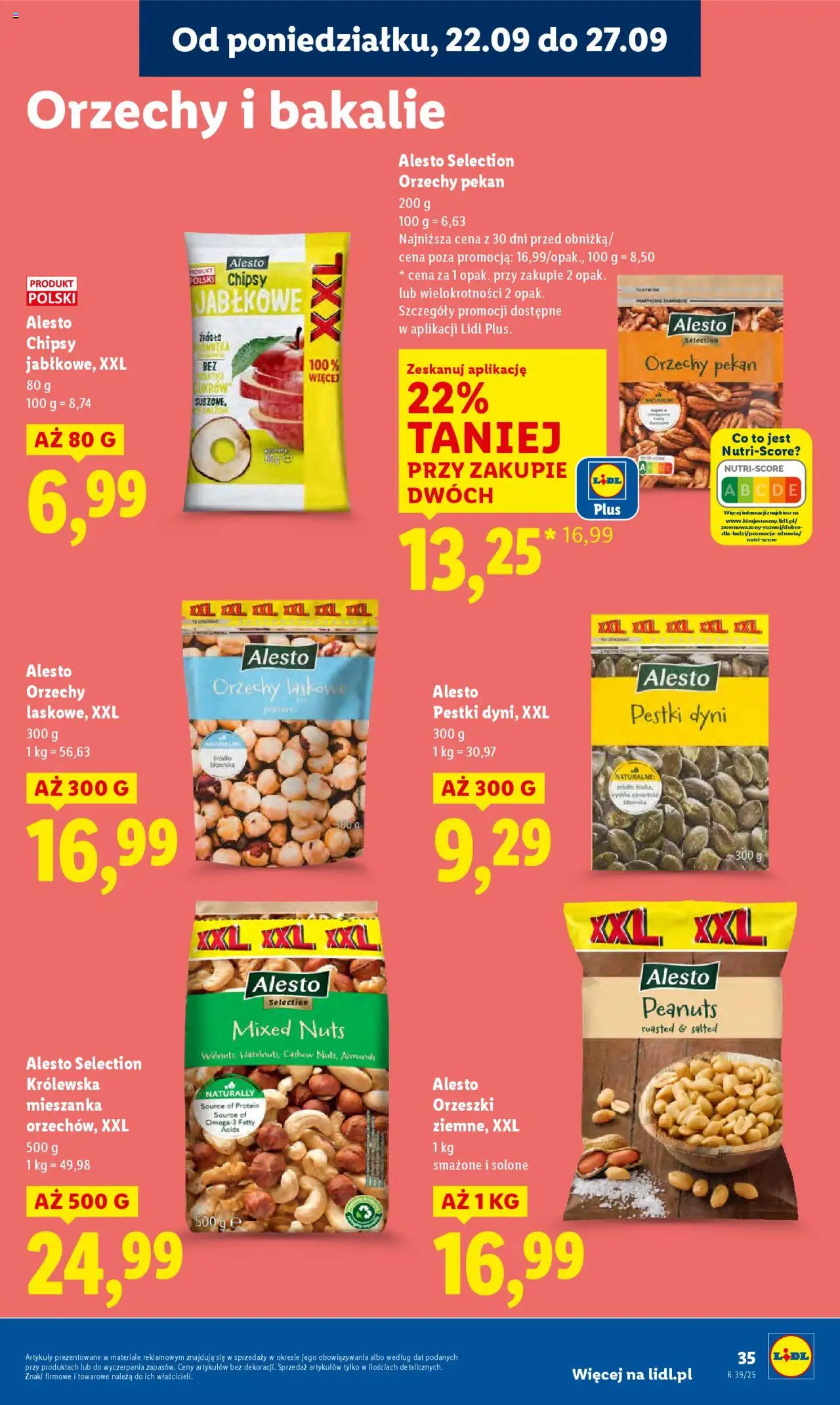 Lidl Gazetka od 22.09.2025 | Strona: 43 | Produkty: Chipsy, Pestki dyni, Chipsy jabłkowe, Orzechy
