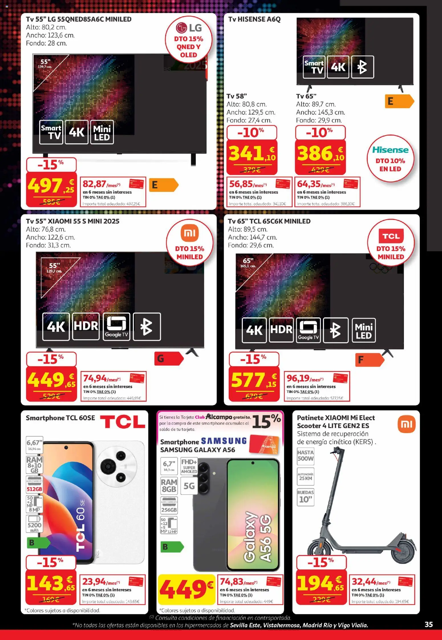 Alcampo Canarias │ válido desde el 07.04.2026 | Página: 35 | Productos: Smartphone Samsung, Patinete, Smartphone