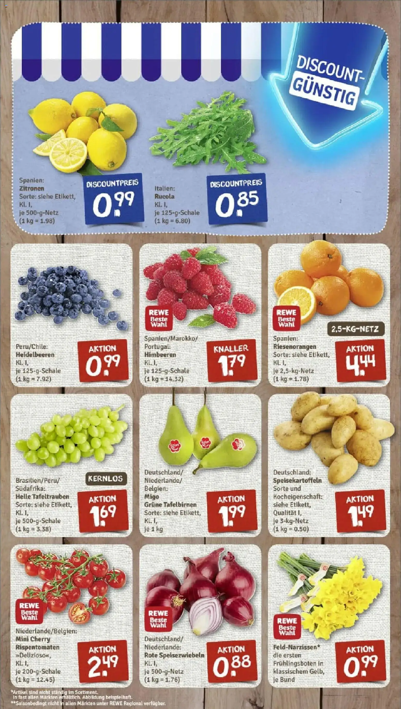 Rewe prospekt Lage	 – gültig ab 26.01.2026 | Seite: 3 | Produkte: Himbeeren, Rucola, Heidelbeeren, Zitronen