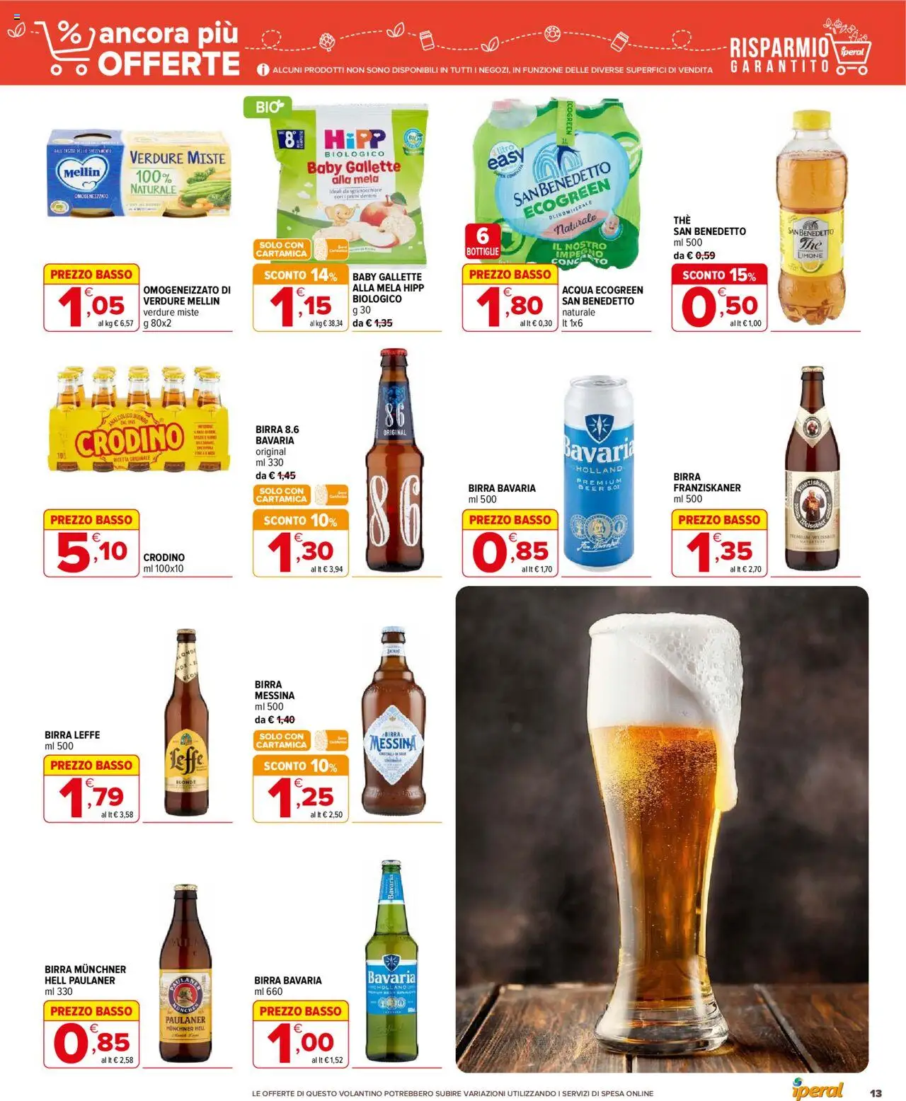 Volantino Iperal del 15.10.2025 | Pagina: 13 | Prodotti: Birra, Acqua, Sale, Birra messina