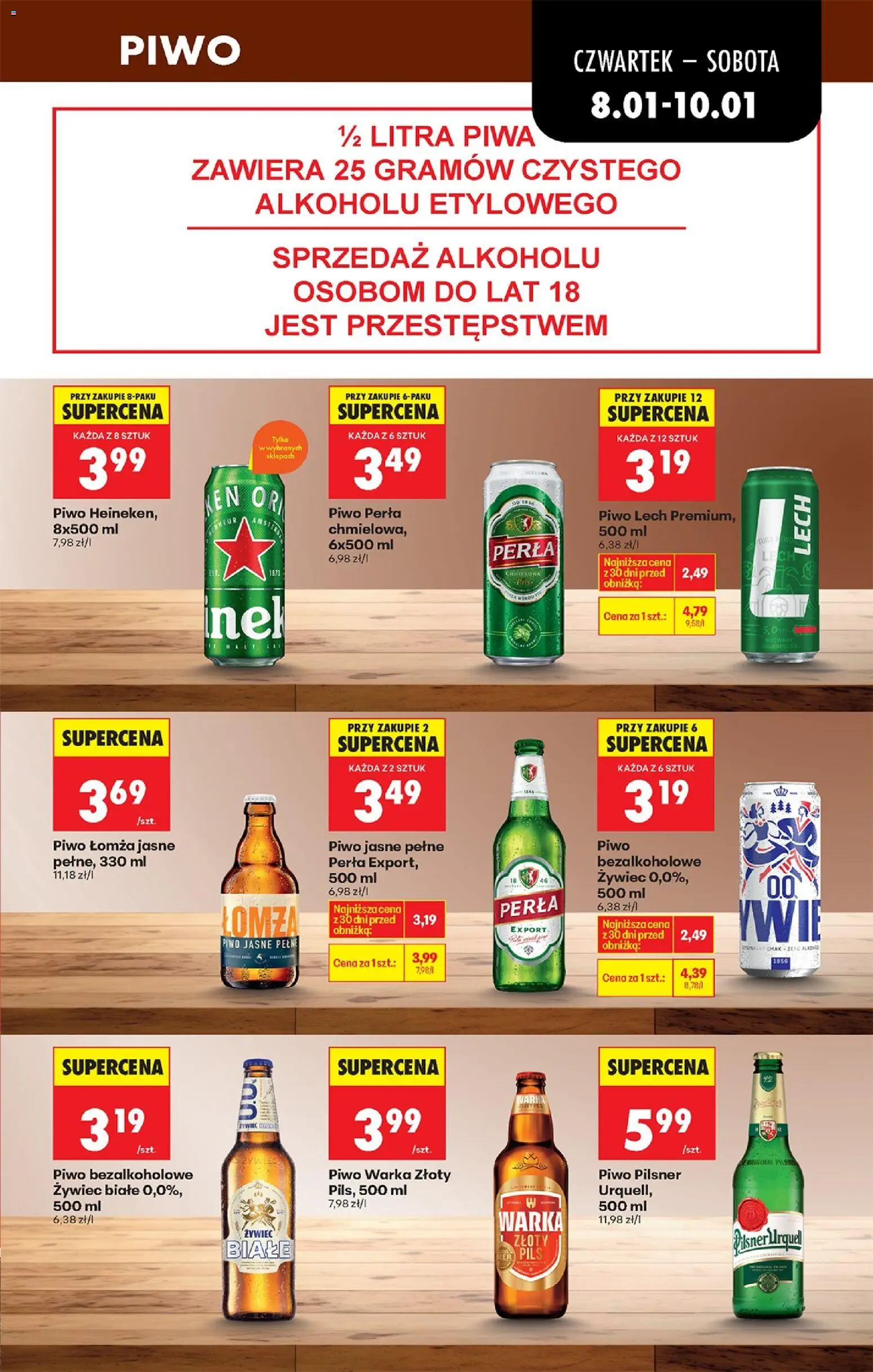 Biedronka gazetka - Oferta w tym tygodniu od 08.01.2026 | Strona: 63 | Produkty: Piwo perła, Warka, Piwo Warka, Heineken