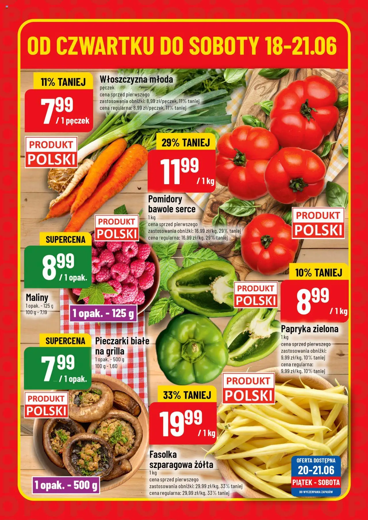 POLOmarket Gazetka - Super Hity od 18.06.2025 | Strona: 6 | Produkty: Maliny, Pieczarki białe, Bell, Papryka