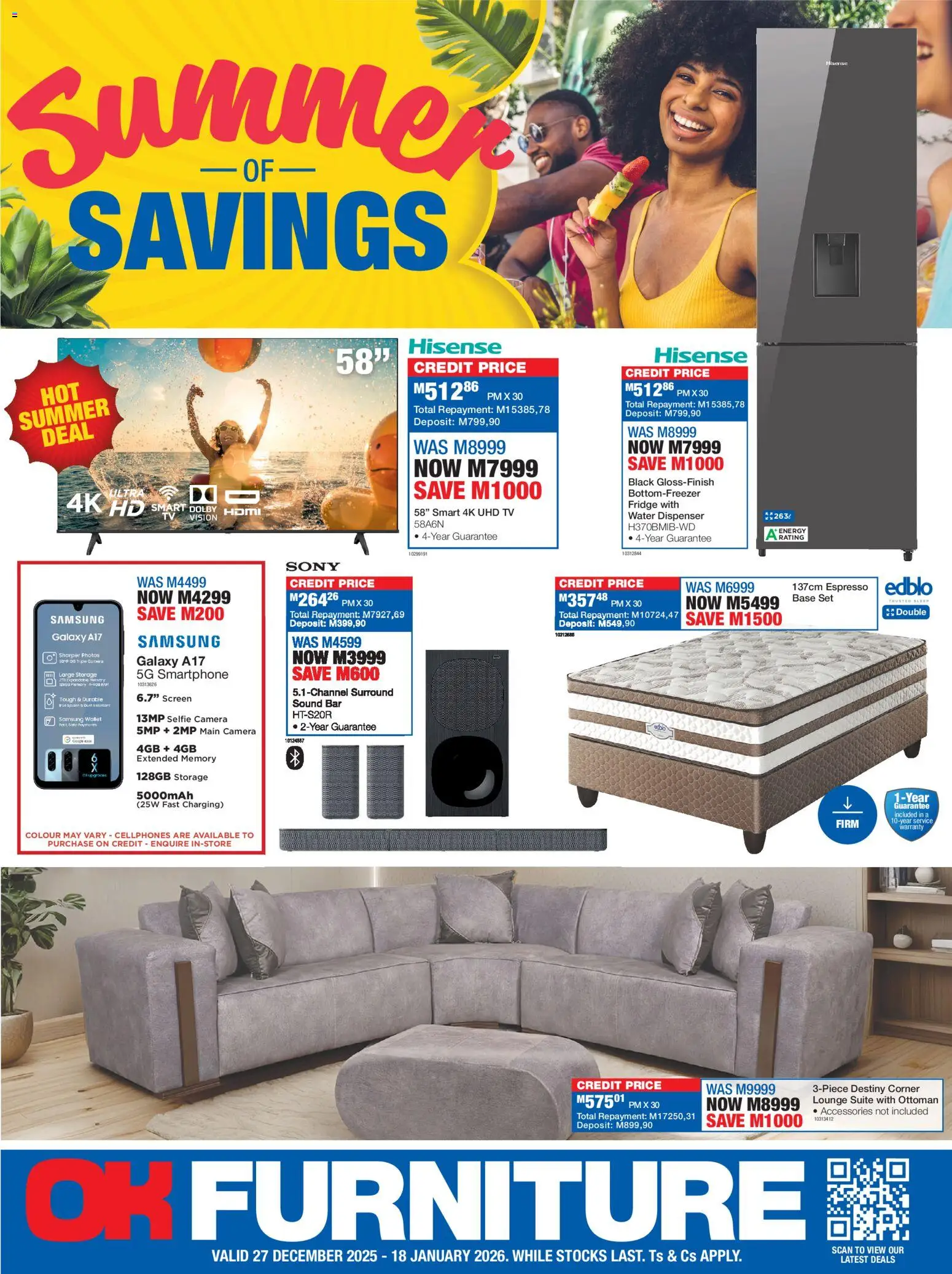 New OK Furniture catalogue – valid from 27.12.2025 | Page: 1 | Products: Smartphone, Wallet, TV, Fridge