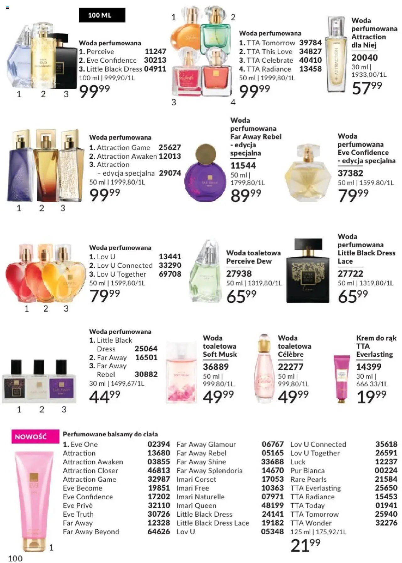 Avon Katalog 07 2025 od 01.07.2025 | Strona: 100 | Produkty: Woda toaletowa, Body, Krem do rąk, Woda
