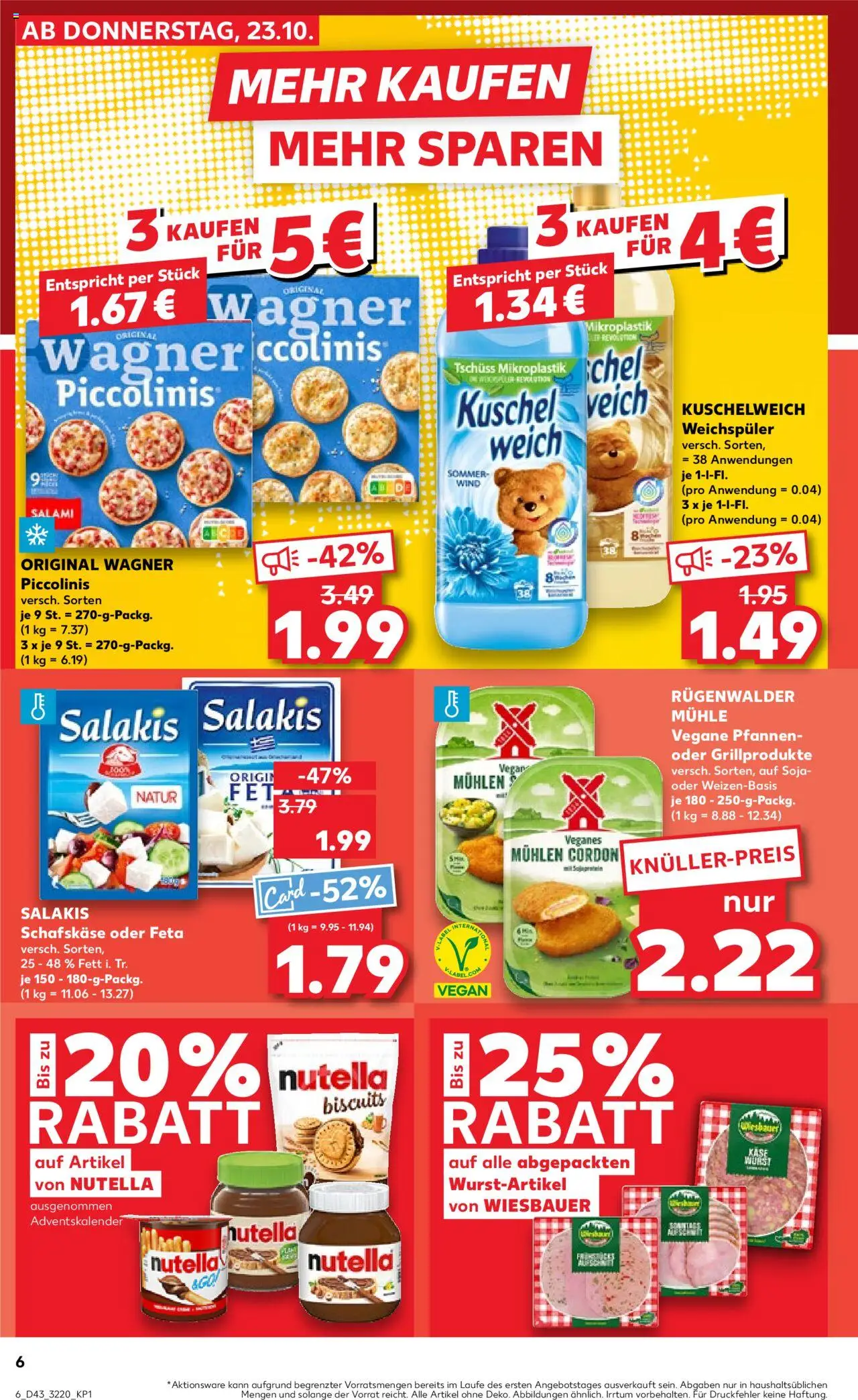 Kaufland prospekt Jena	 – gültig ab 23.10.2025 | Seite: 6 | Produkte: Käse, Weichspüler, Salami, Pizza