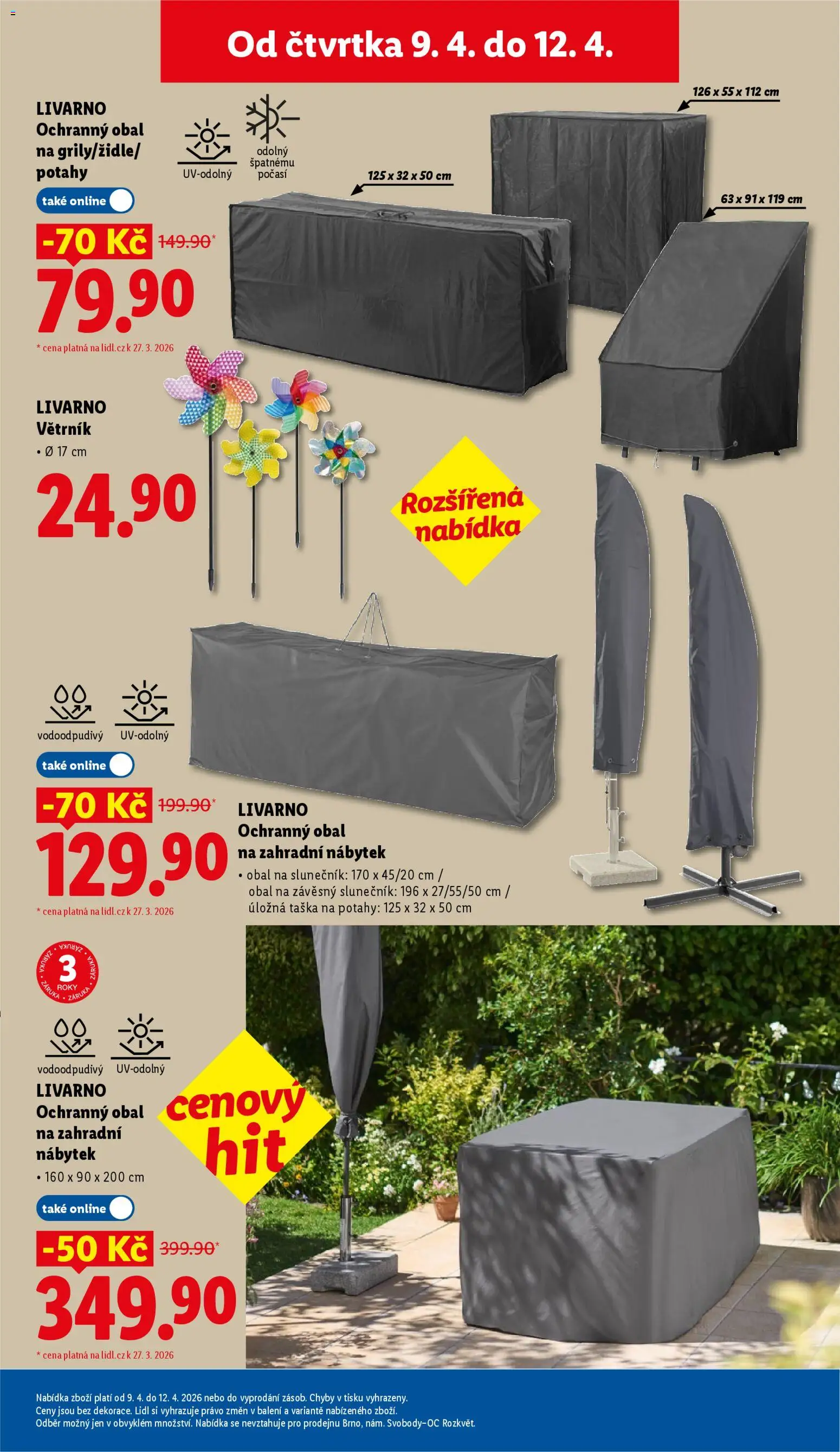 Lidl leták - Spotřební zboží od 07.04.2026 | Strana: 15 | Produkty: Obal na zahradní nábytek, Nábytek, Zahradní nábytek, Slunečník