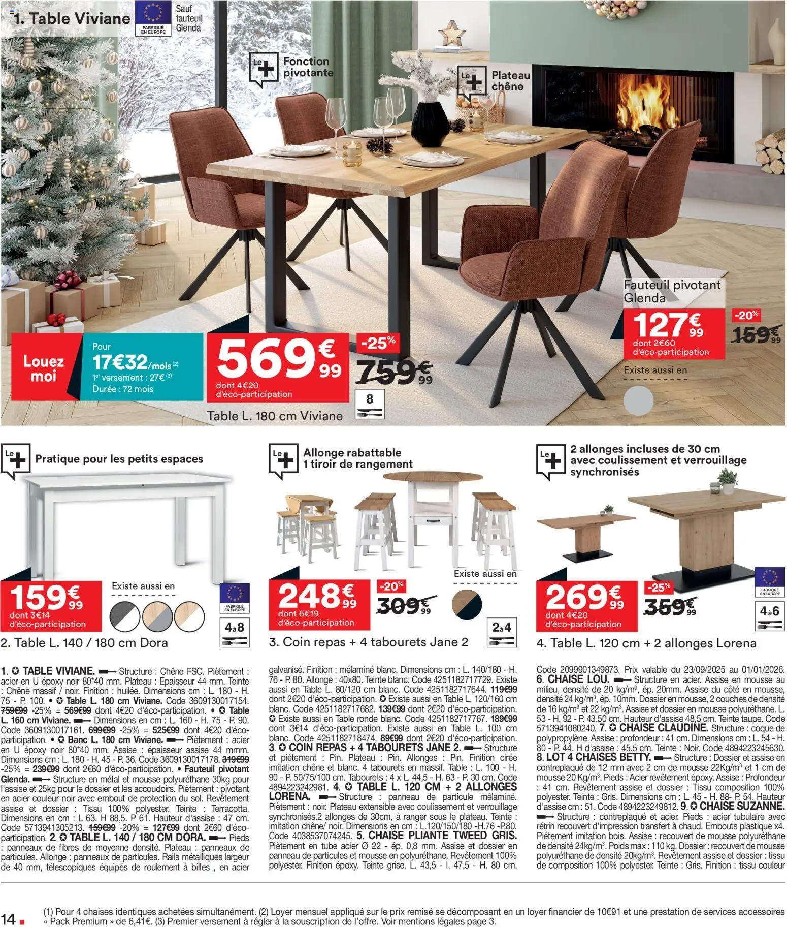 {H1} | Page: 14 | Produits: Couches, Plateau, Mousse, Table