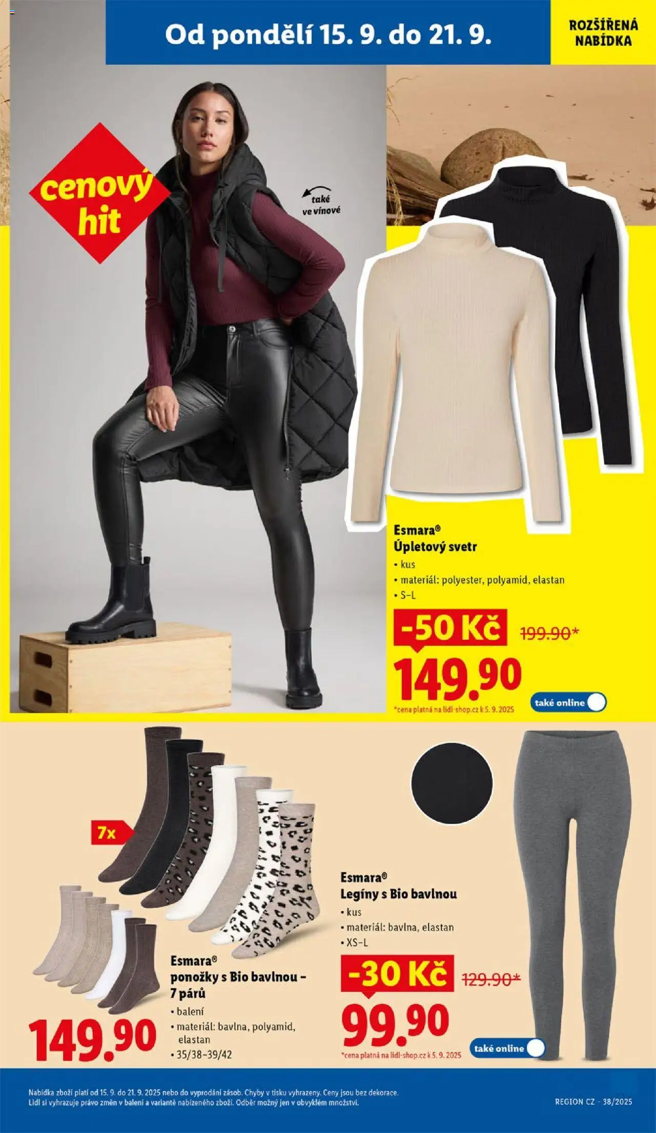 Lidl - Leták - Spotřební zboží od 15.09.2025 | Strana: 7 | Produkty: Svetr, Ponožky, Legíny