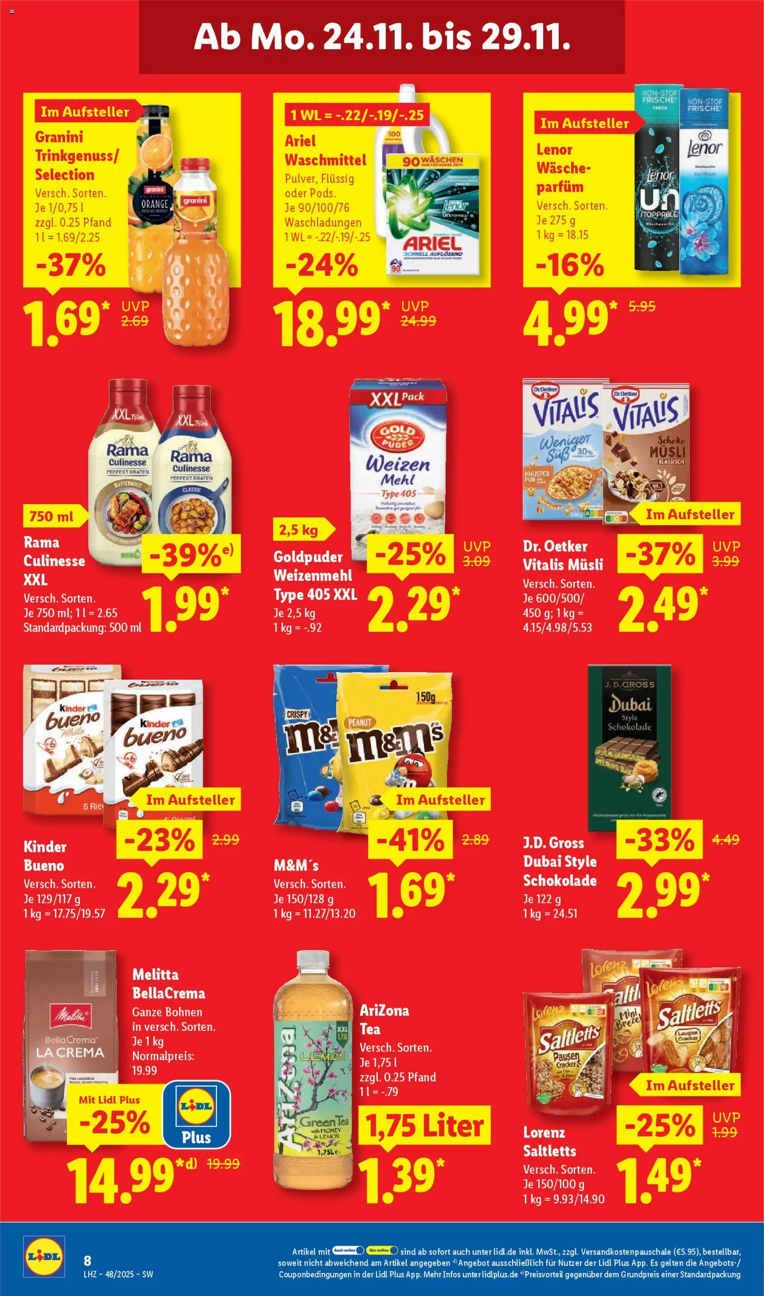 Lidl Prospekt Kornwestheim – gültig ab 24.11.2025 | Seite: 8 | Produkte: Parfüm, Weizenmehl, M&M's, Granini