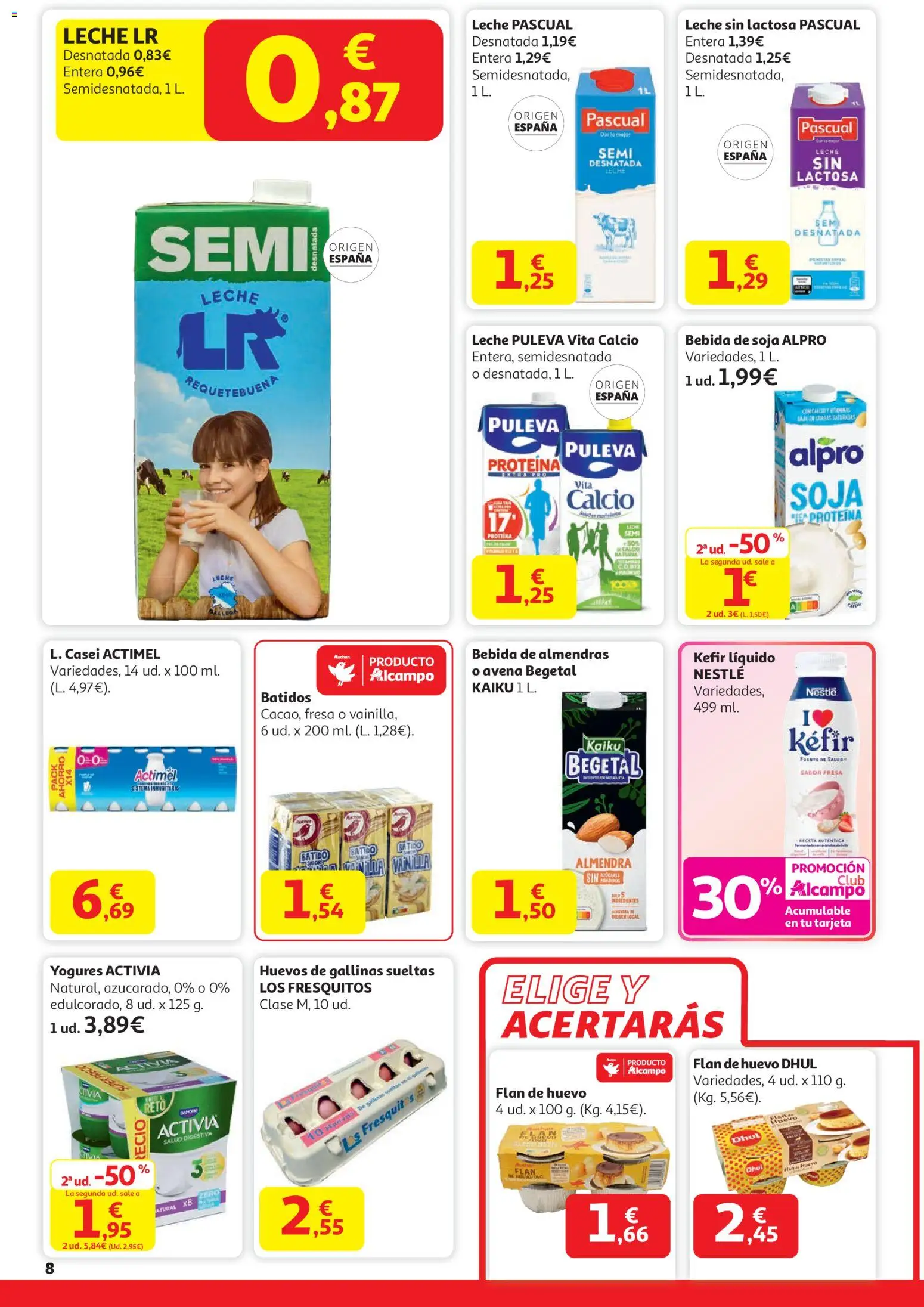 Alcampo - HP Catalan  │ válido desde el 29.12.2025 | Página: 8 | Productos: Leche sin lactosa, Leche, Bebida de almendras, Bebida de soja