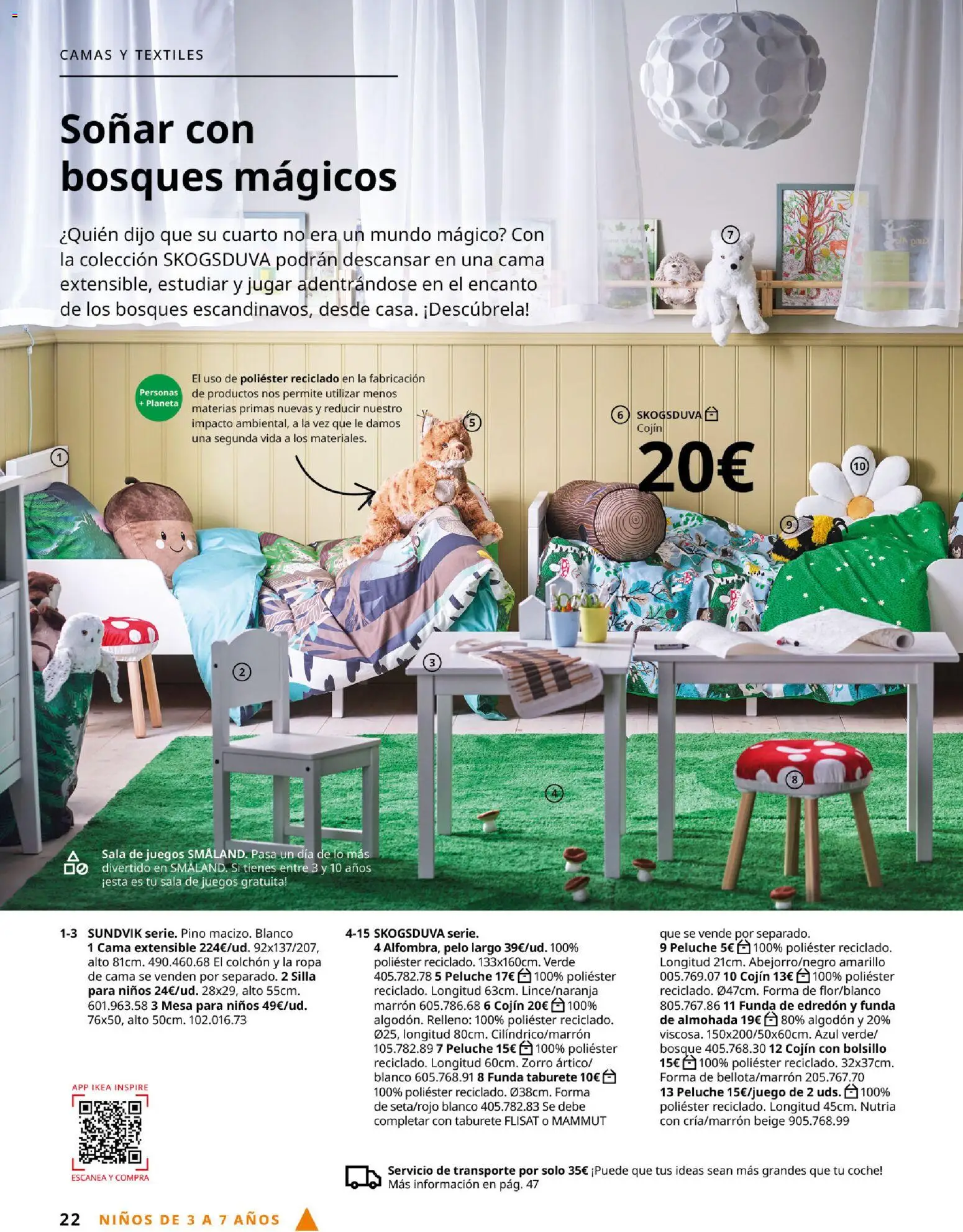 Catálogo IKEA  y los niños  │ válido desde el 06.03.2026 | Página: 22 | Productos: Edredón, Cama, Cojín, Mesa para niños