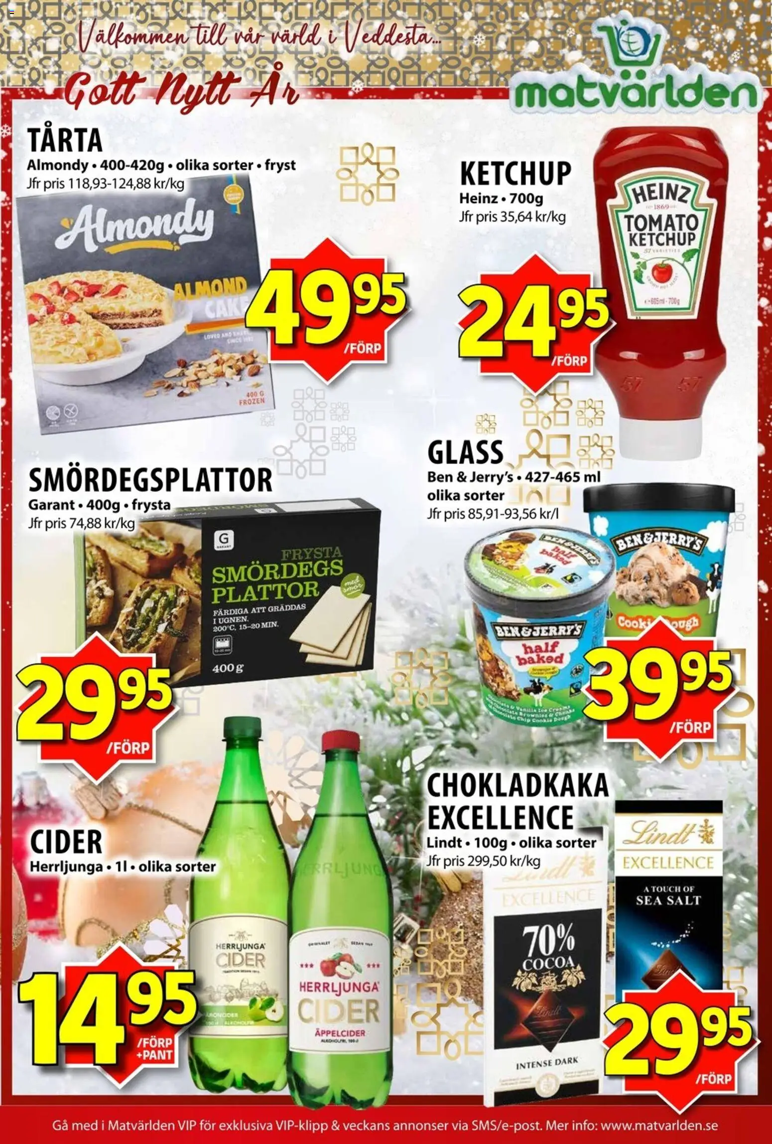 Matvärlden reklamblad aktuell från 29.12.2025 | Sida: 2 | Produkter: Chokladkaka, Cider, Ketchup, Glass