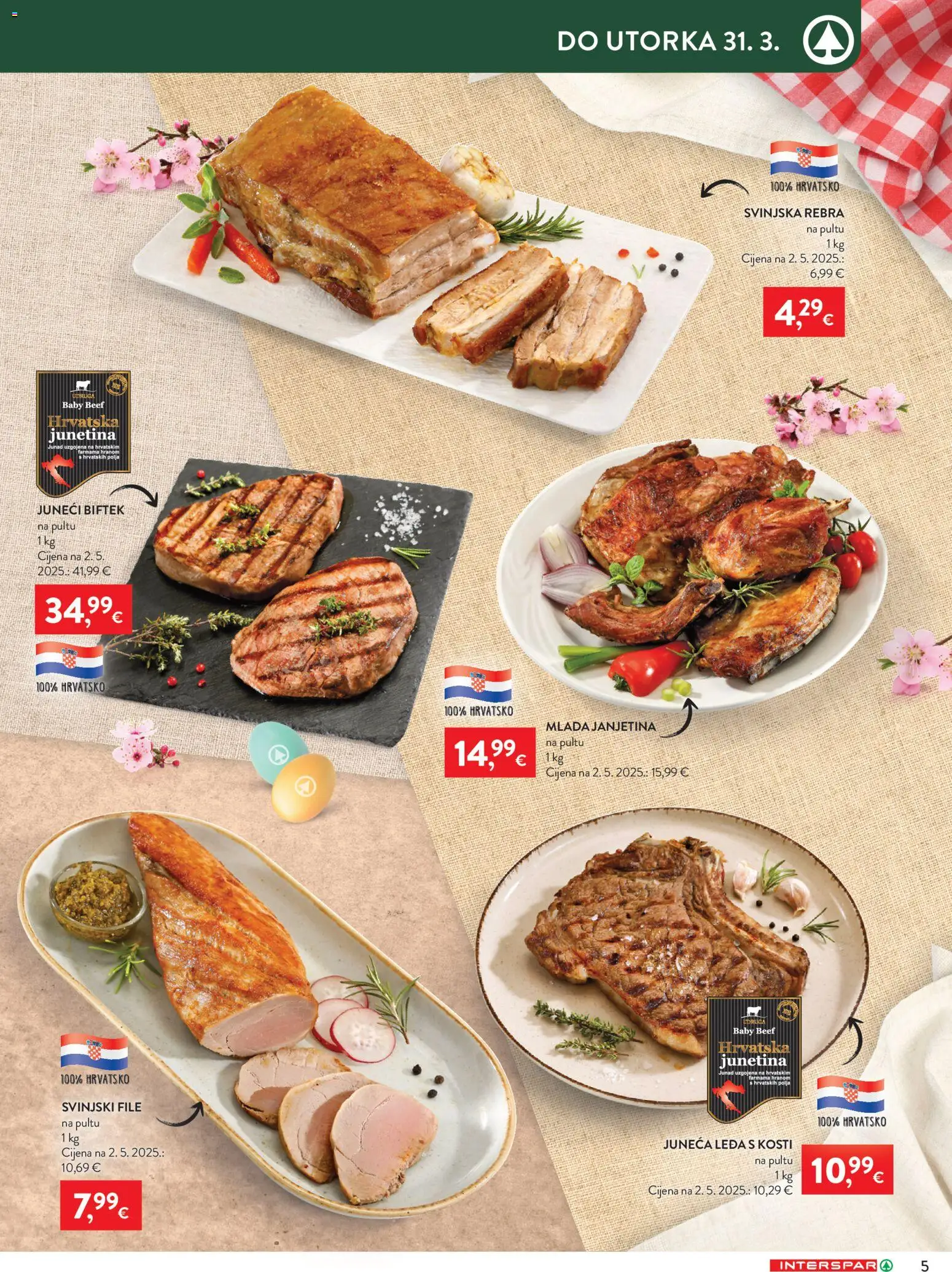 Interspar katalog | vrijedi od 25.03.2026 | Stranica: 5 | Proizvodi: Janjetina, Junetina, Svinjski file