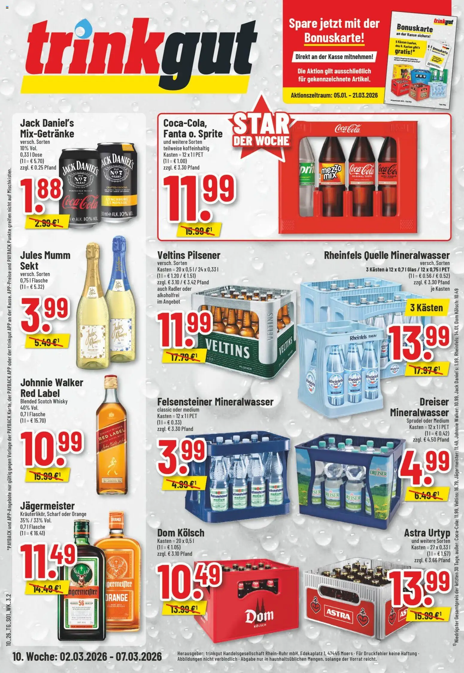 Trinkgut Prospekt 	 – gültig ab 02.03.2026 | Seite: 1 | Produkte: Sekt, Astra, Jack Daniel's, Jules mumm
