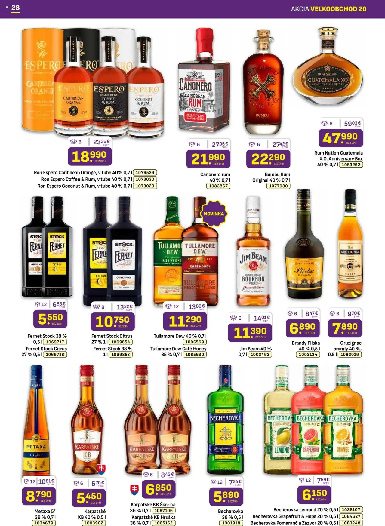 Nové Libex akcie – leták je platný od 06.10.2025 | Strana: 28 | Produkty: Brandy, Grapefruit, Fernet, Tullamore Dew