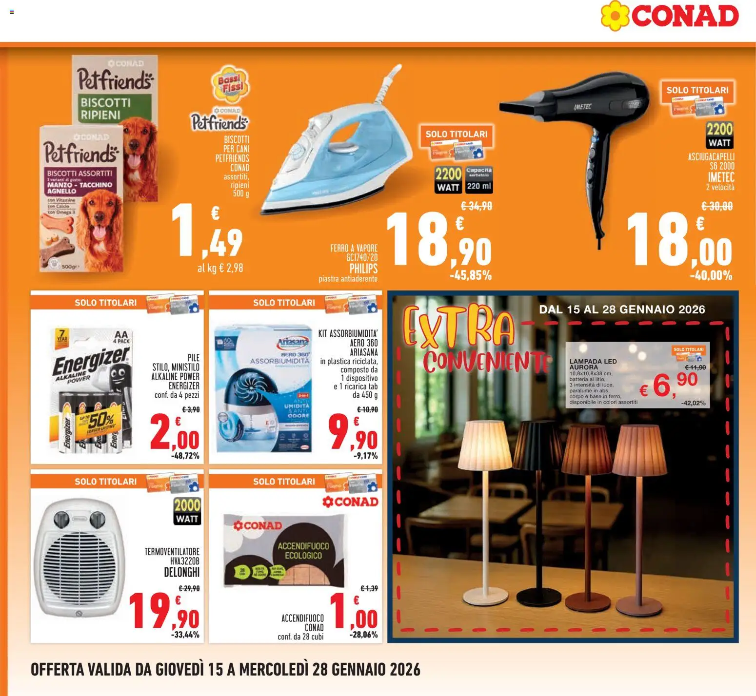 Volantino Conad del 15.01.2026 | Pagina: 24 | Prodotti: Pile, Manzo, Biscotti, Asciugacapelli