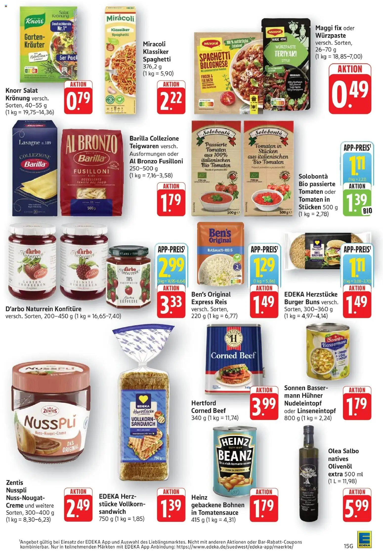 Edeka prospekt Geislingen	 – gültig ab 02.03.2026 | Seite: 15 | Produkte: Barilla, Olivenol, Burger, Champignons
