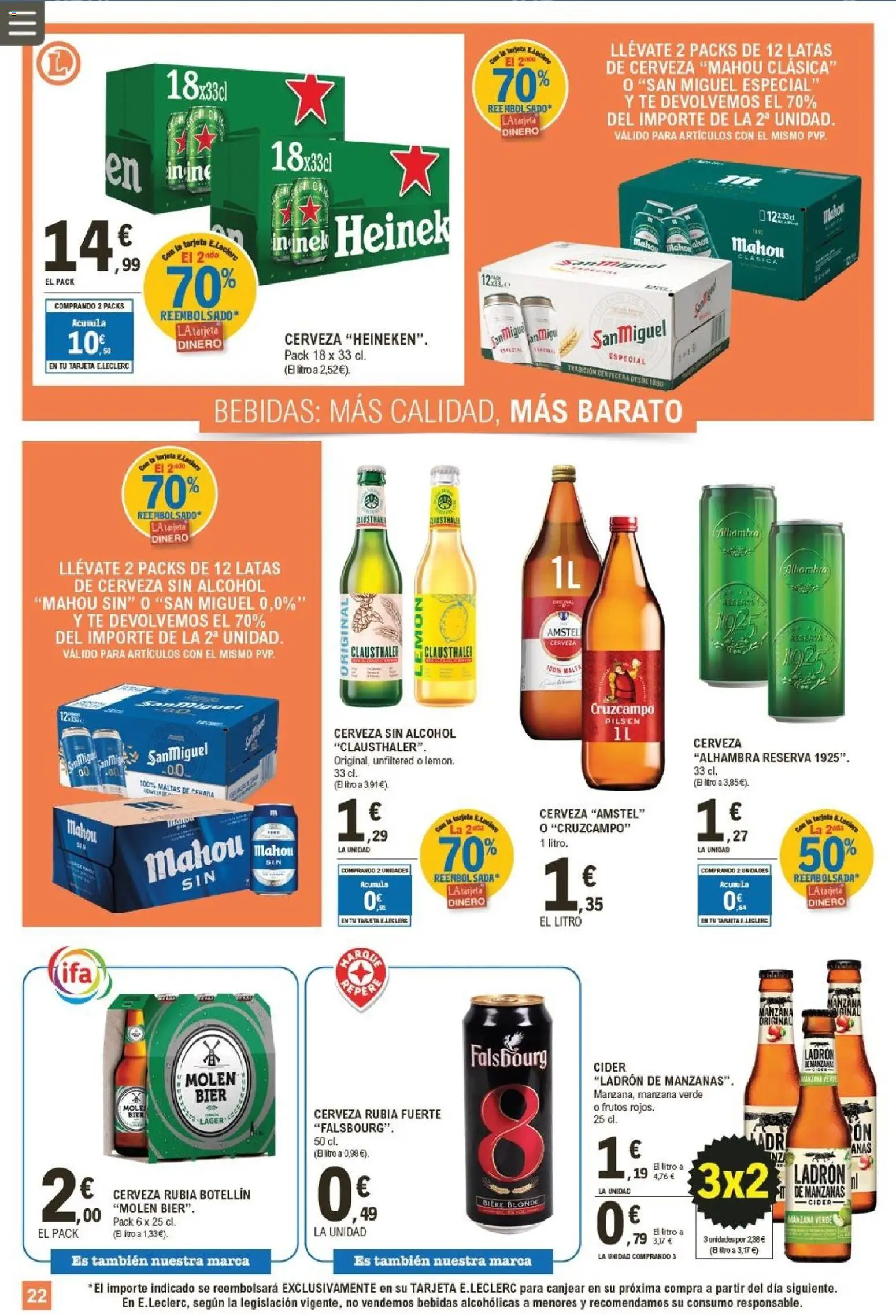 E.Leclerc folleto │ válido desde el 19.11.2025 | Página: 22 | Productos: Cerveza, Manzanas, Manzana, Té